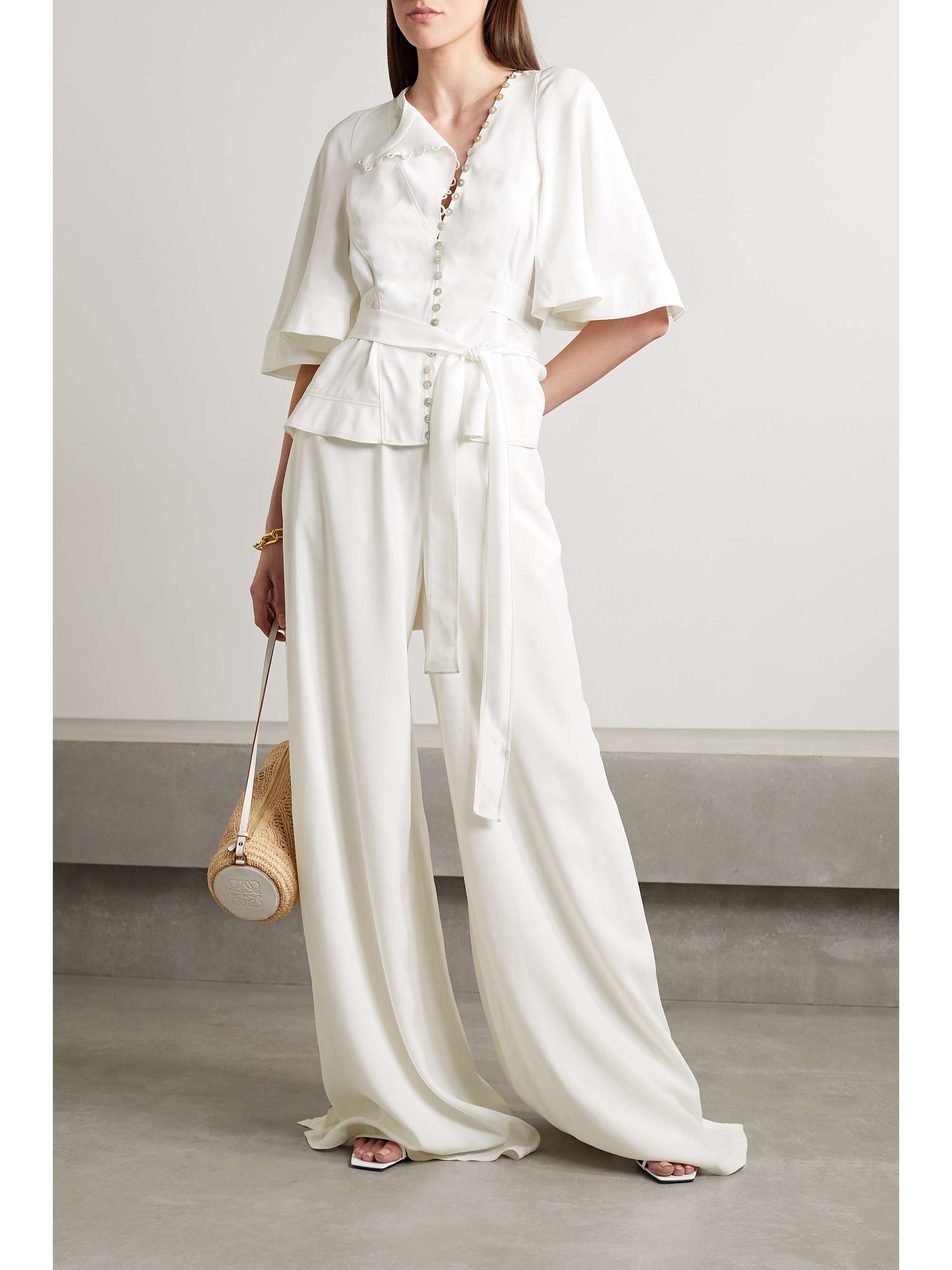 ALTUZARRA Mani 绉纱阔腿裤