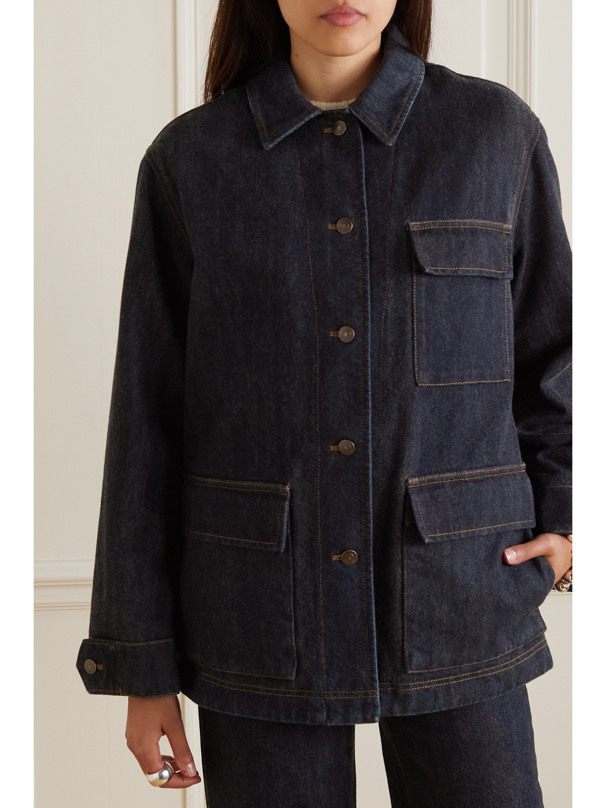 Loro Piana Giacca Cyrius Oversize Denim Coat In Blue