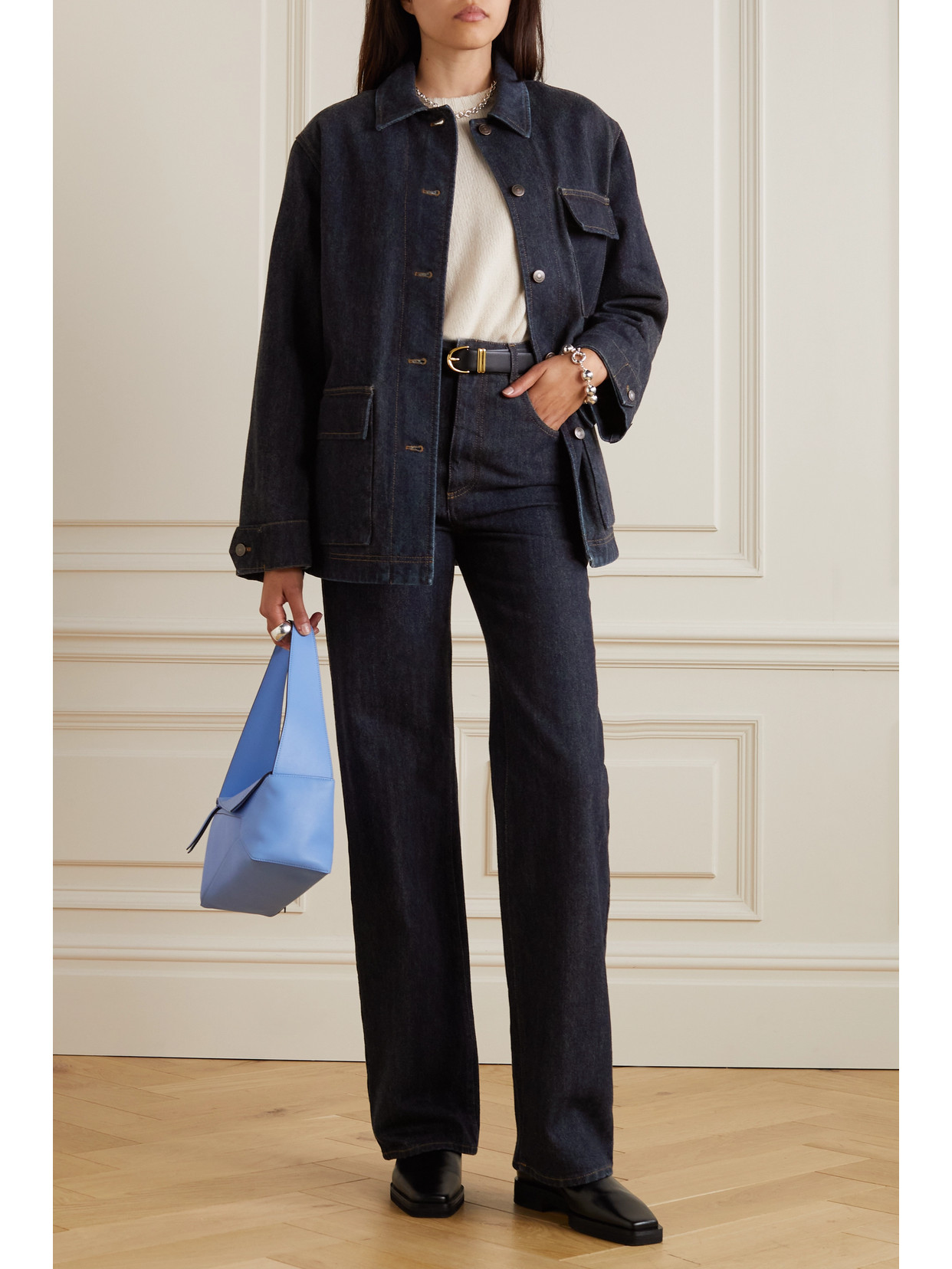 Loro Piana Giacca Cyrius Oversize Denim Coat In Blue