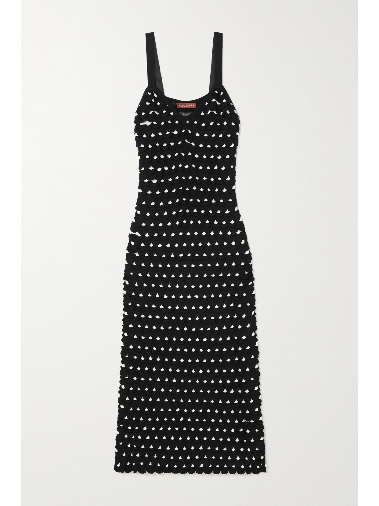 Altuzarra Cherith Scalloped Knitted Midi Dress In Black