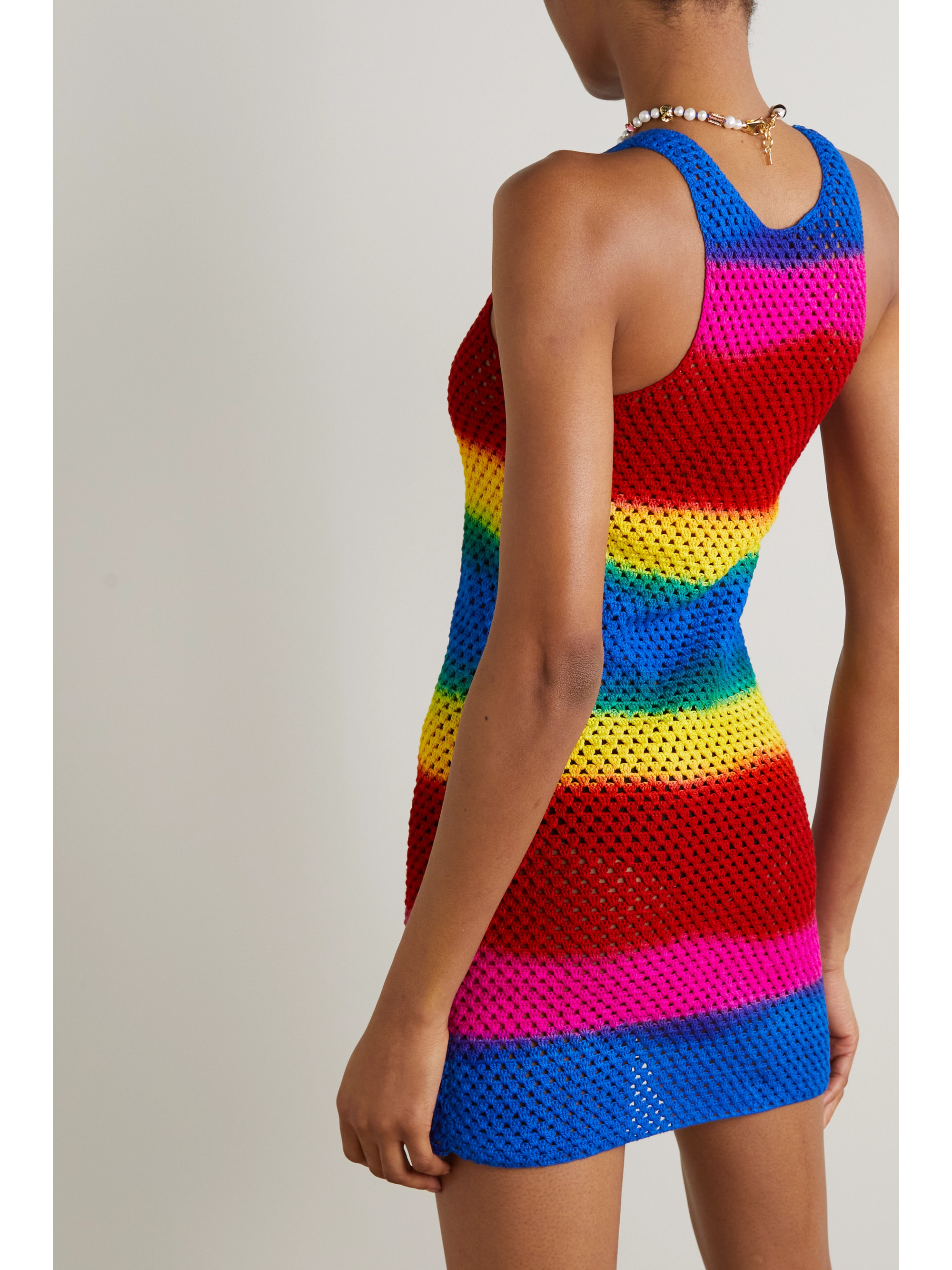 AGR Striped open-knit cotton mini dress thumbnail