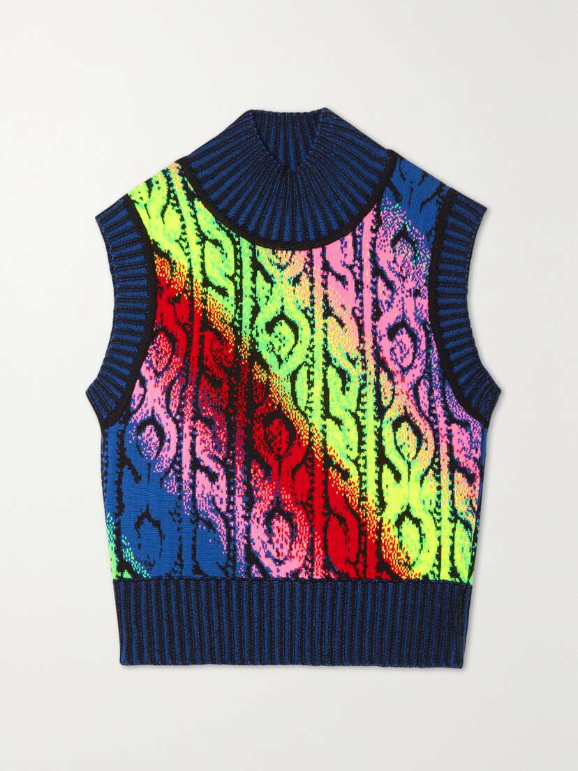 AGR Cropped Jacquard-knit Merino Wool Tank - x large