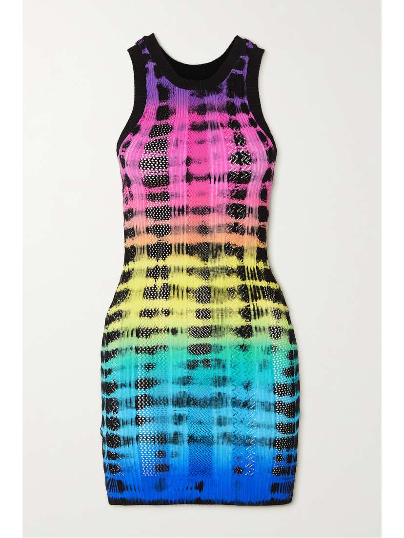 AGR Tie-dye Pointelle-knit Mini Dress - x large