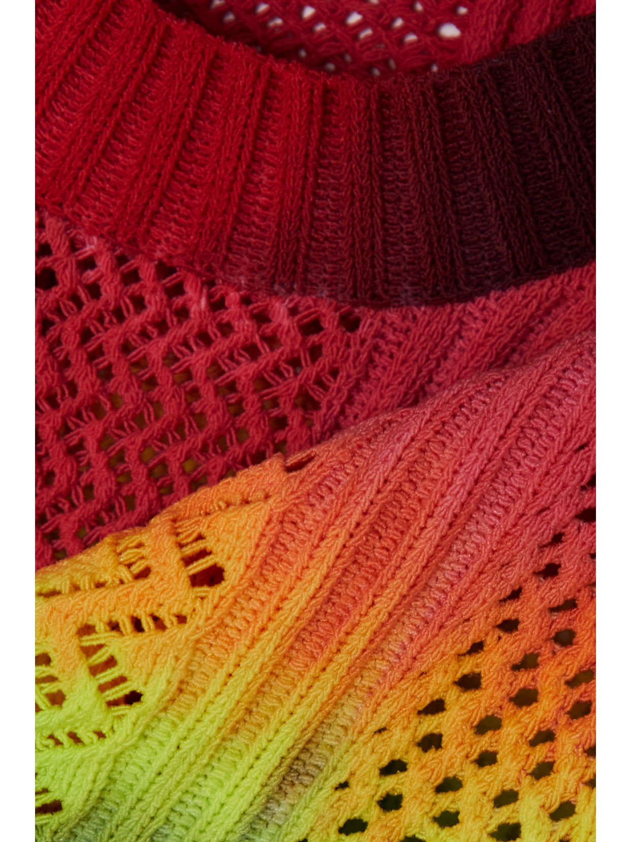 Cropped Ombré Pointelle-Knit Sweater