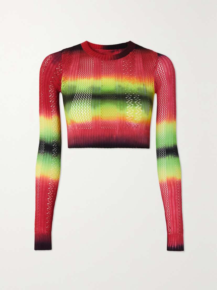 AGR Cropped Ombré Pointelle-knit Sweater