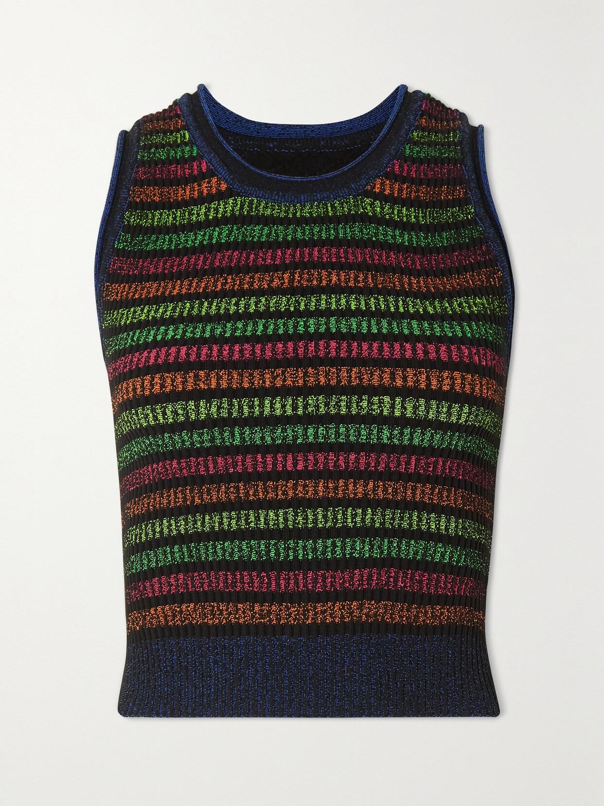 AGR - Striped Ribbed Stretch-knit Tank Top - Black