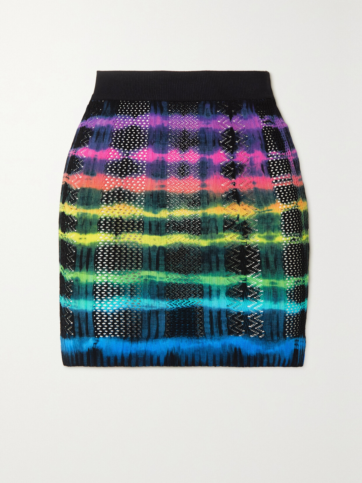 Agr Tie-dye Pointelle-knit Mini Skirt In Multicolour