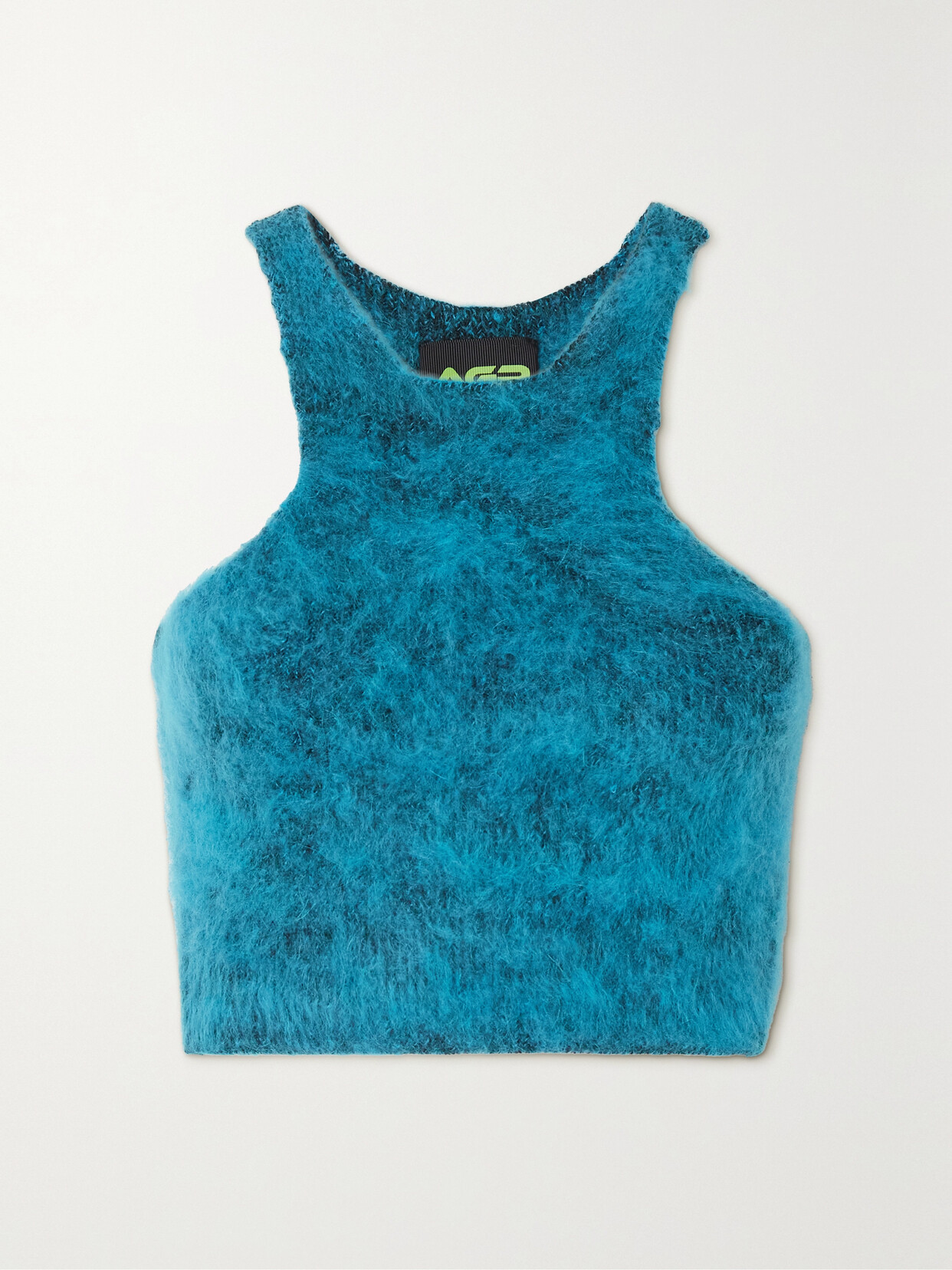 AGR Cropped Brushed Stretch-knit Top - Blue