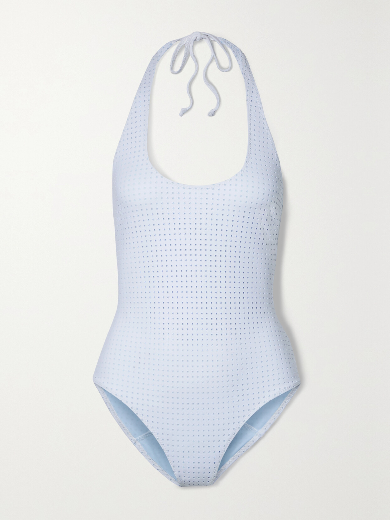 Lisa Marie Fernandez Amber Perforated Halterneck Swimsuit - Blue
