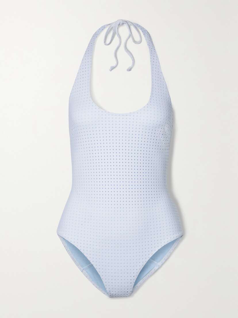Lisa Marie Fernandez Amber Perforated Halterneck Swimsuit
