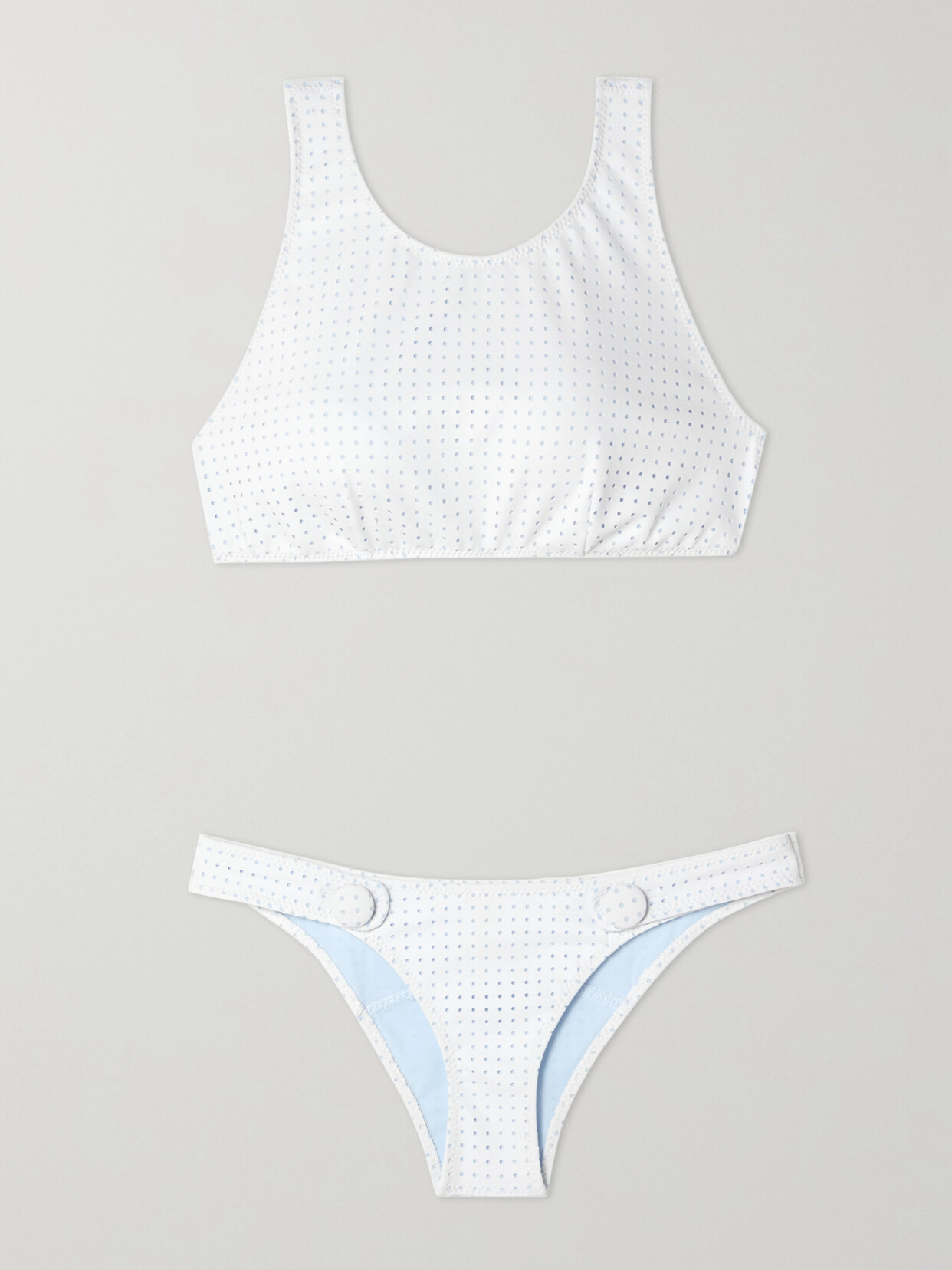 LISA MARIE FERNANDEZ BUTTON PERFORATED BIKINI