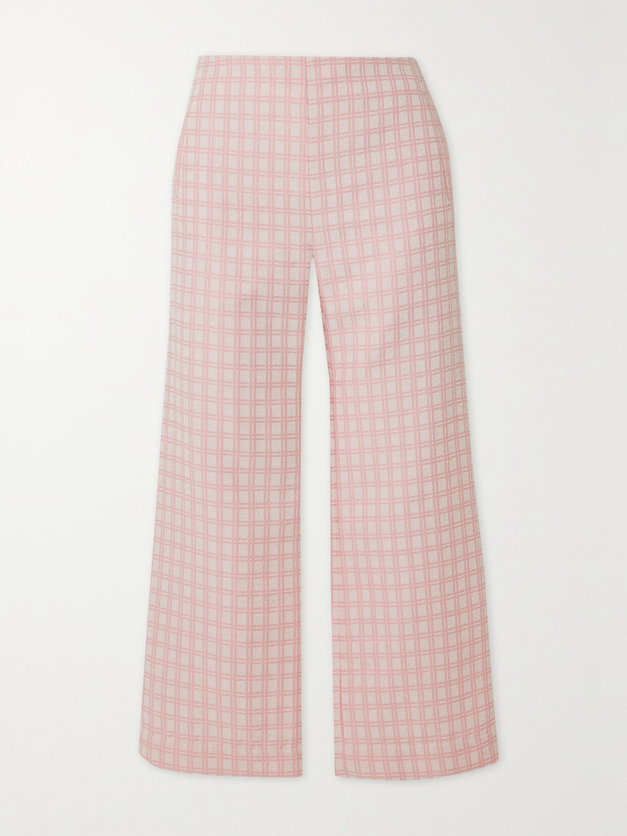 Lisa Marie Fernandez Checked Cotton-blend Bouclé-jacquard Straight-leg Pants - Pink