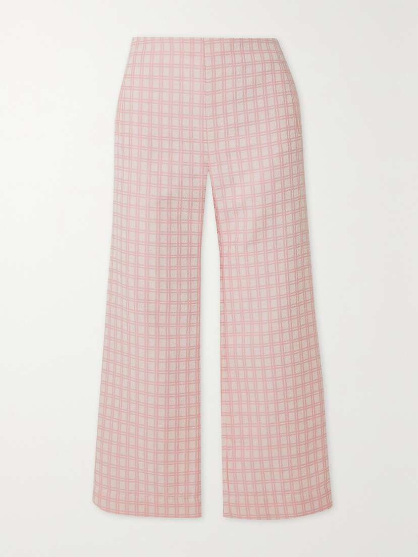 Lisa Marie Fernandez Checked Cotton-blend Bouclé-jacquard Straight-leg Pants