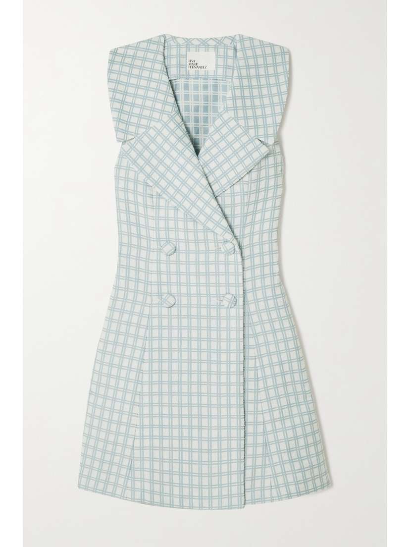 Lisa Marie Fernandez Checked Cotton-blend Bouclé-jacquard Mini Dress