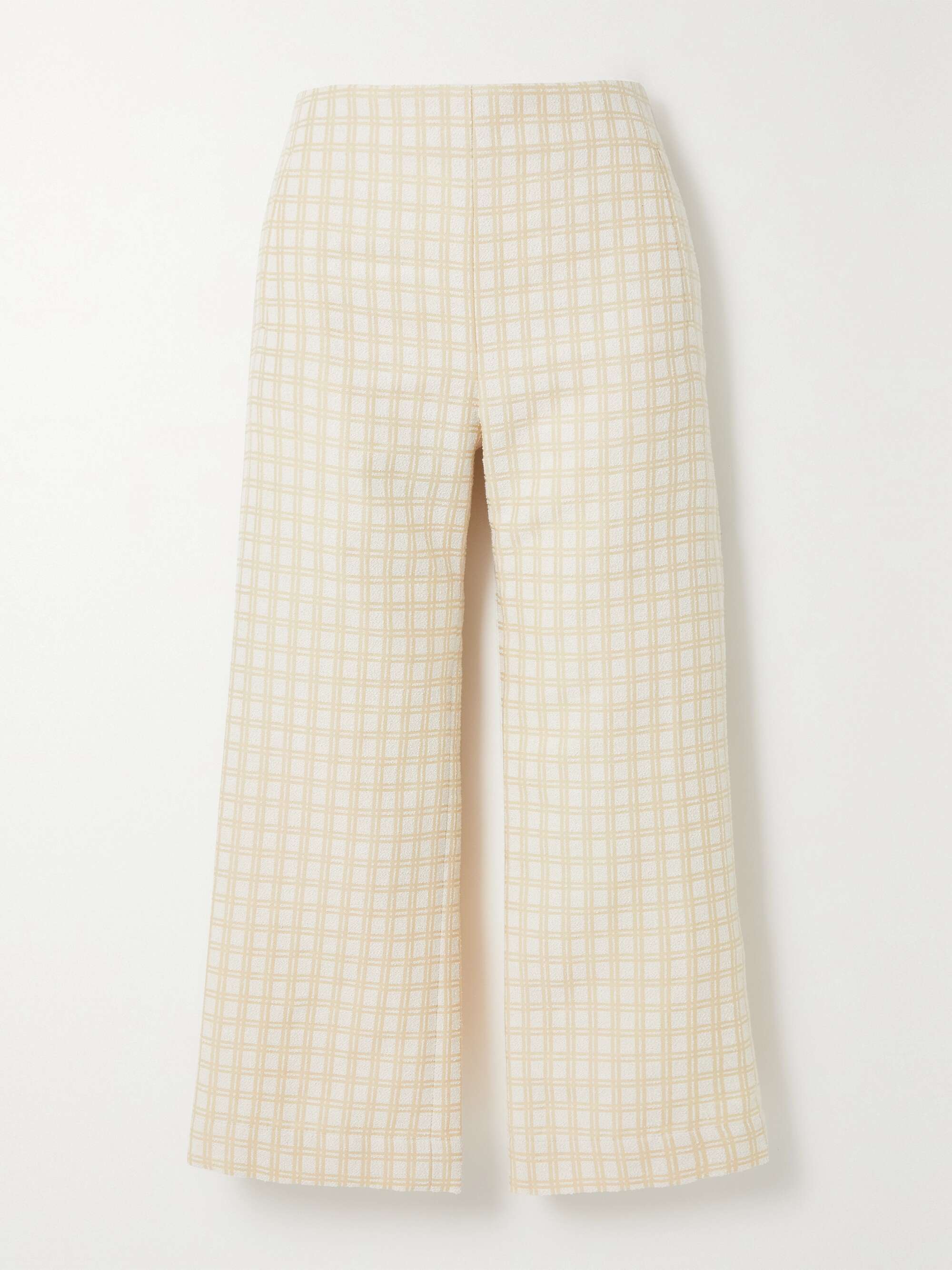 LISA MARIE FERNANDEZ Checked cotton-blend bouclé-jacquard straight-leg ...