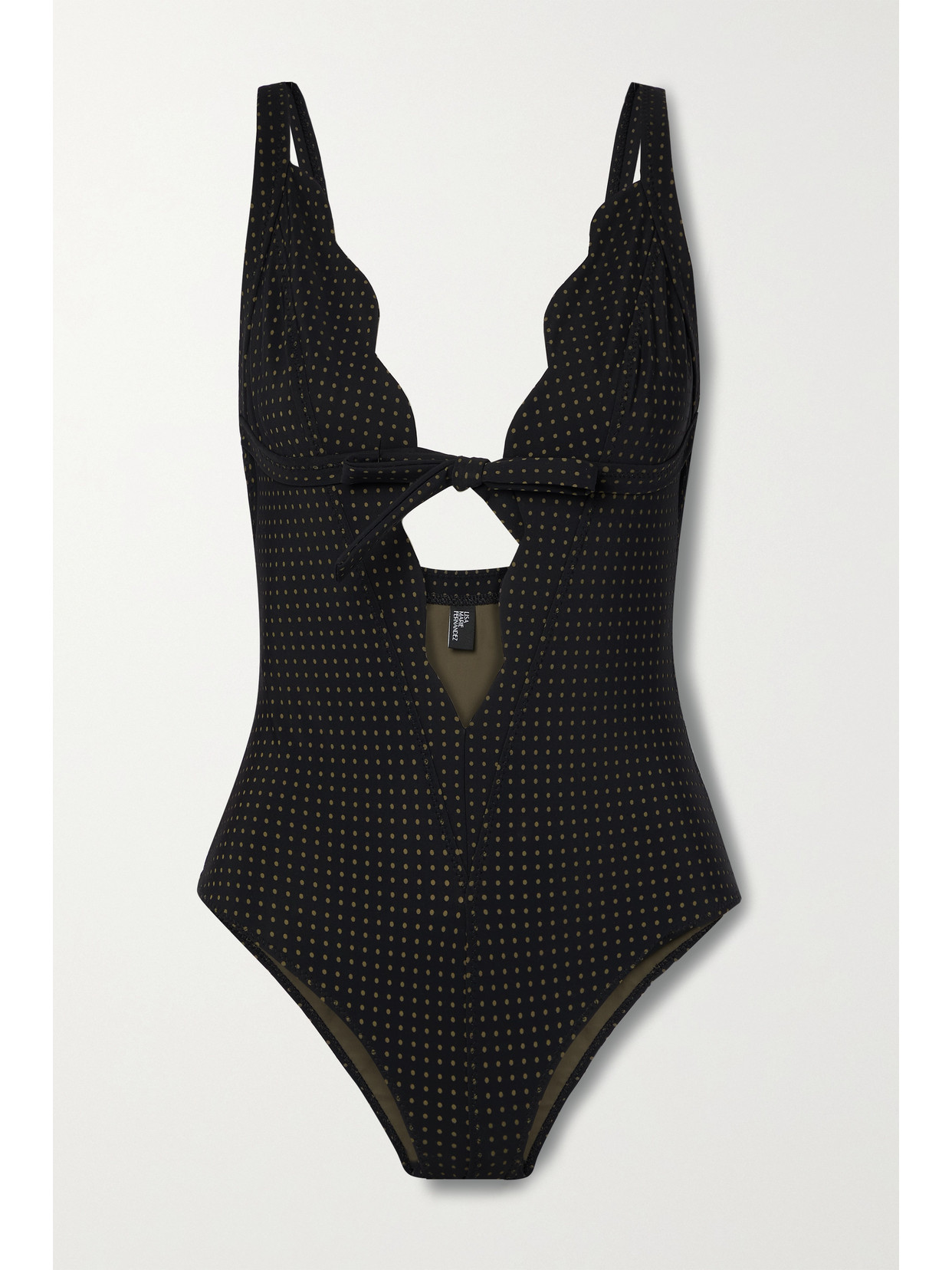 Lisa Marie Fernandez - Scalloped Polka-dot Stretch Swimsuit - Black 22 Awaiting product image