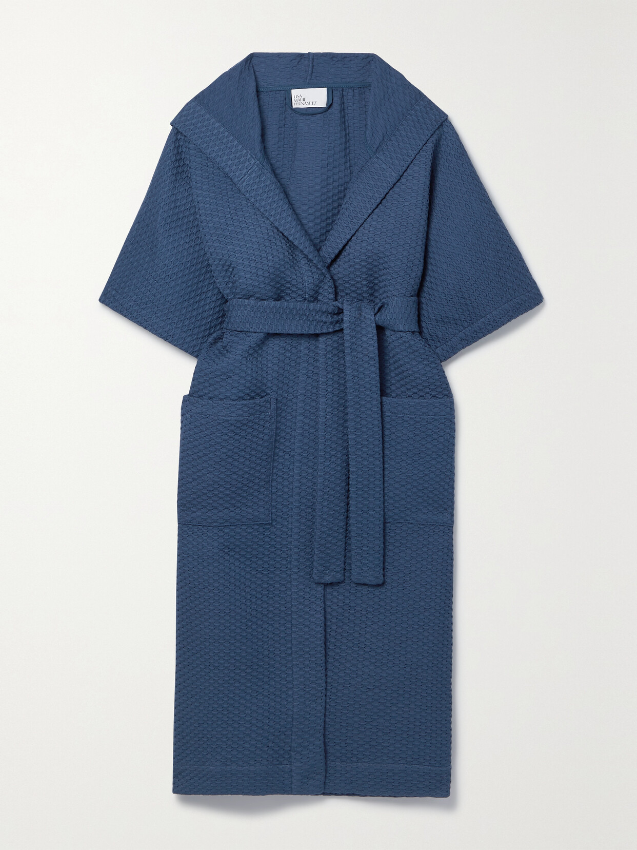 Lisa Marie Fernandez Hooded Cotton-seersucker Robe - Blue