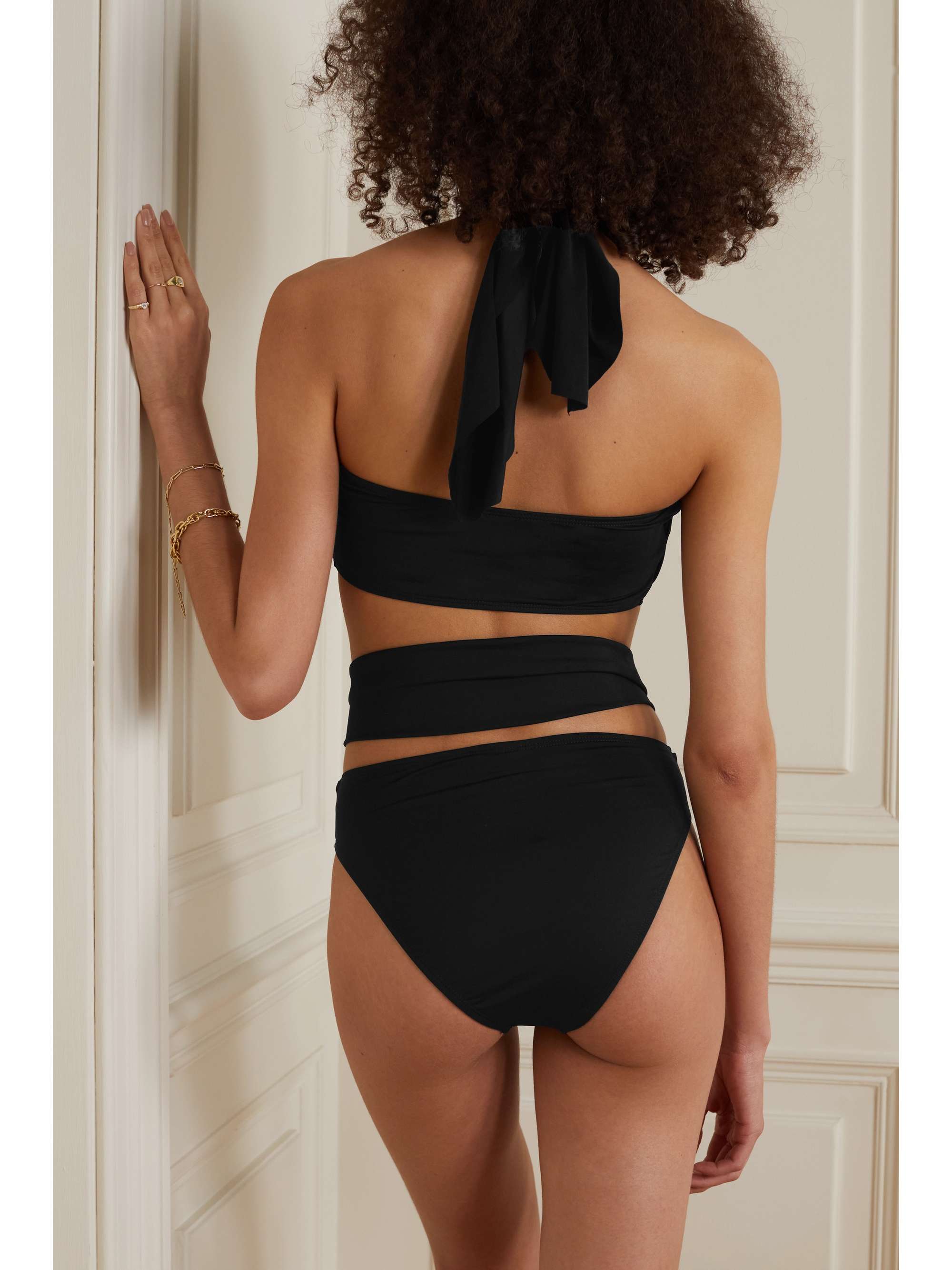 LESLIE AMON Toghzan cutout ruched bikini briefs