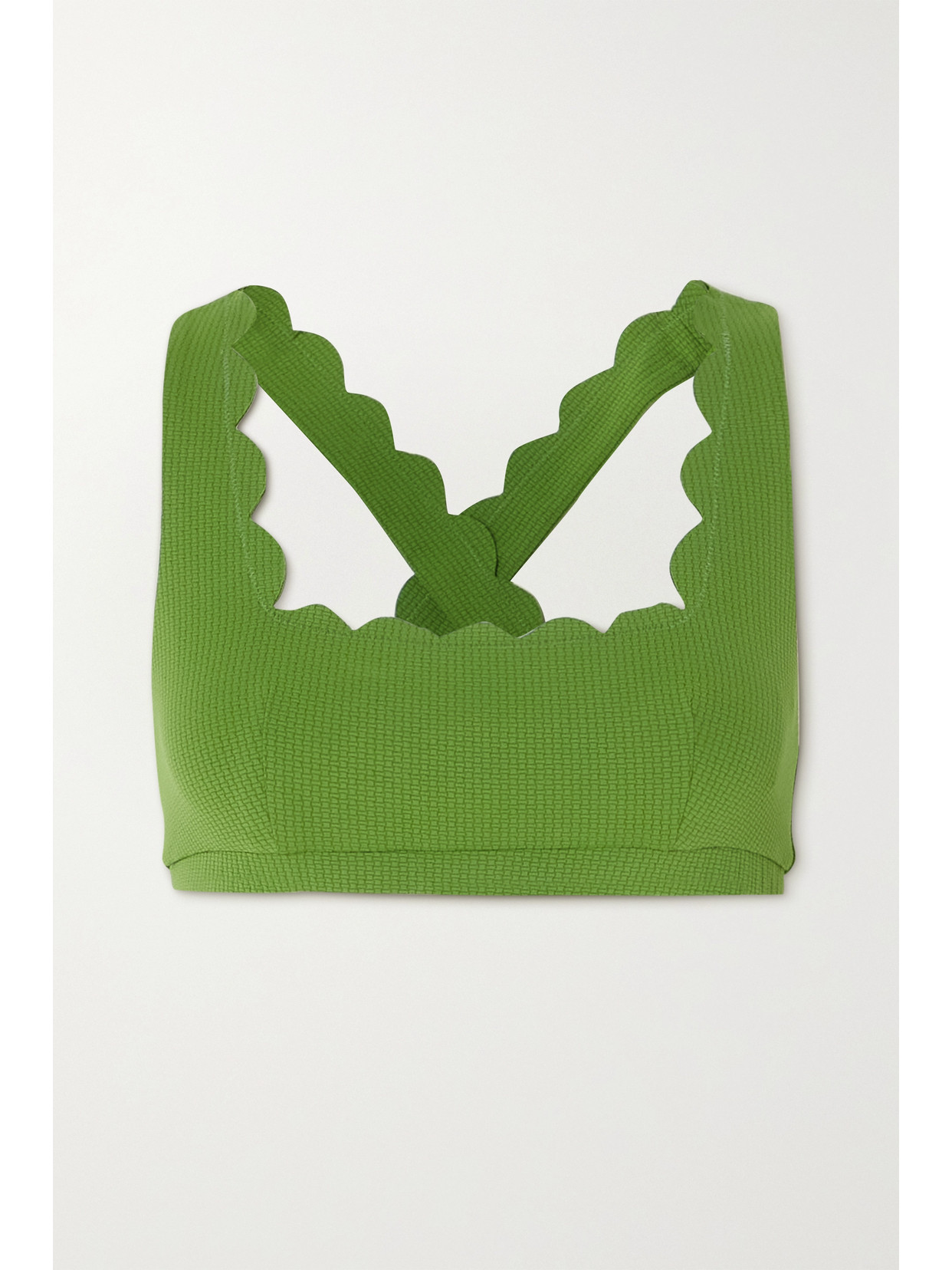 Marysia Serena Scalloped Seersucker Sports Bra In Garden