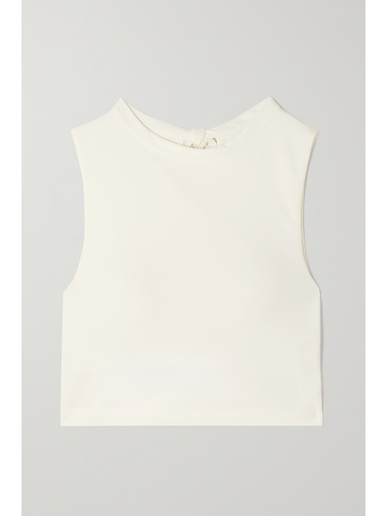 Marysia Victoria Cutout Stretch-seersucker Tennis Top In Cream