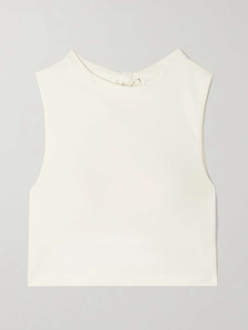 Marysia Victoria Cutout Stretch-seersucker Tennis Top