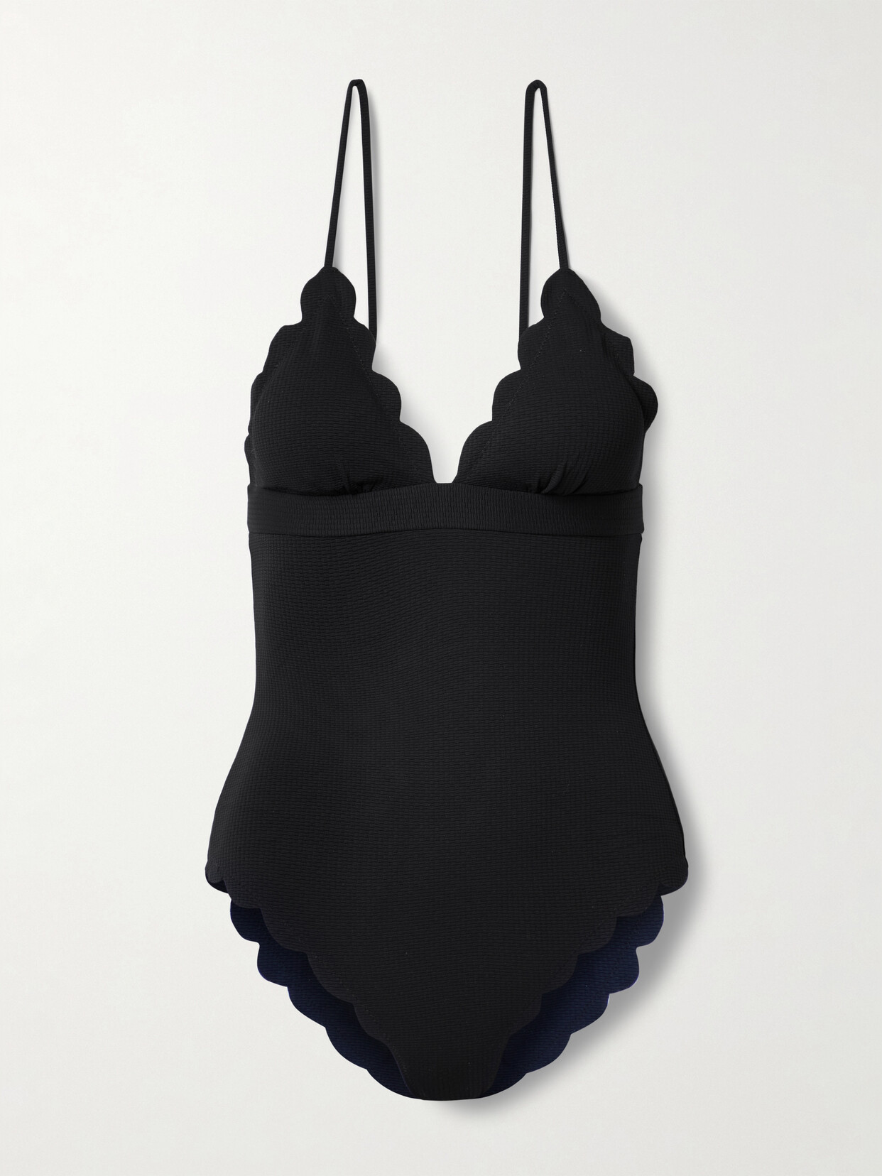 Marysia Santa Clara Maillot Scalloped Stretch-crepe Swimsuit In Black