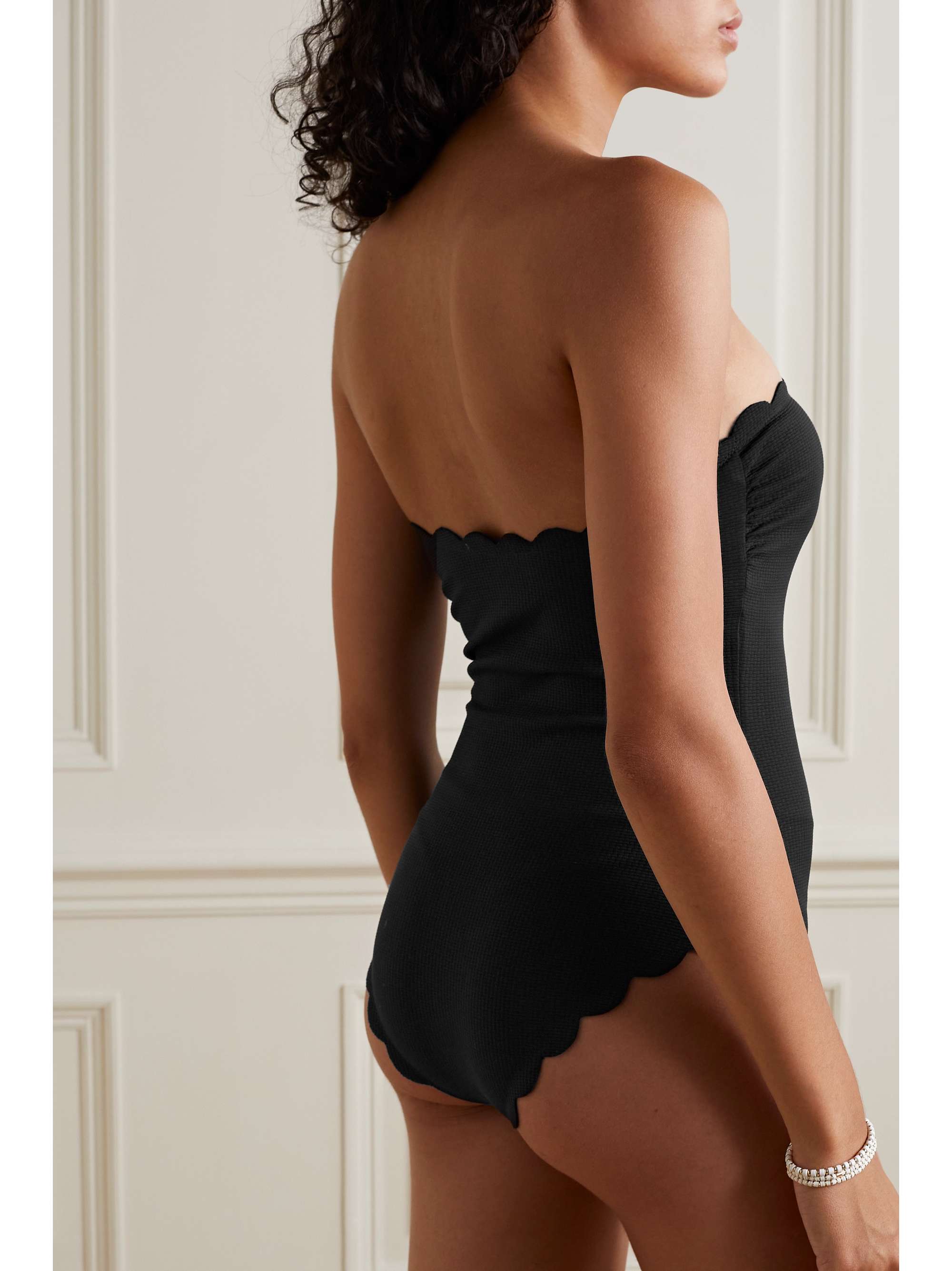 MARYSIA Chesapeake strapless reversible scalloped stretch-crepe swimsuit