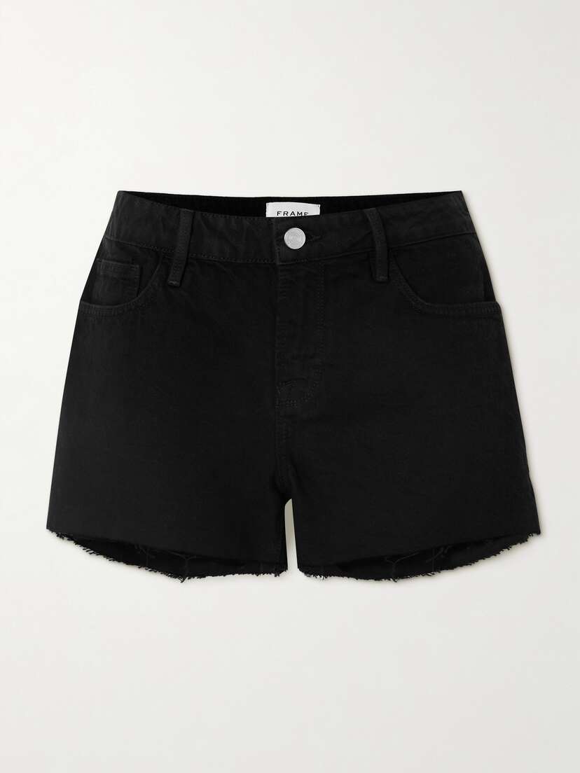 Frame Le Grand Garcon Frayed Denim Shorts