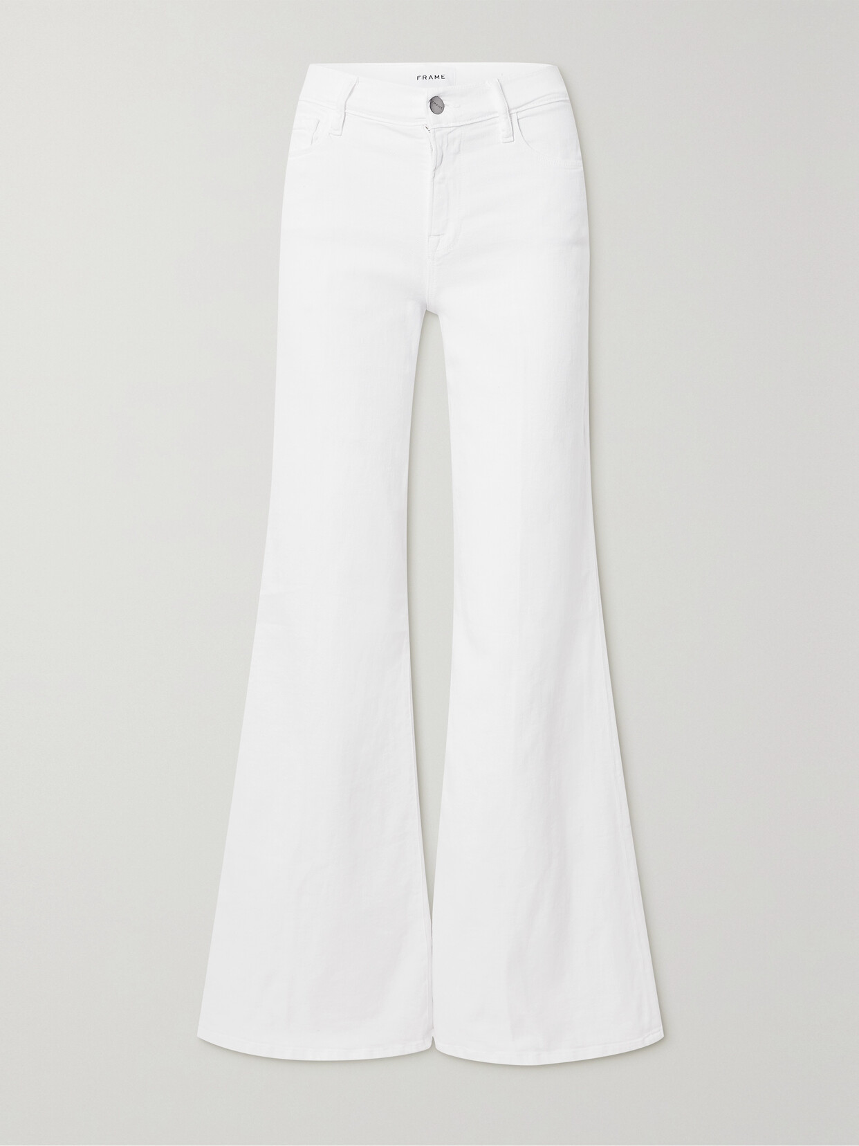 Shop Frame Le Palazzo High-rise Wide-leg Jeans In White