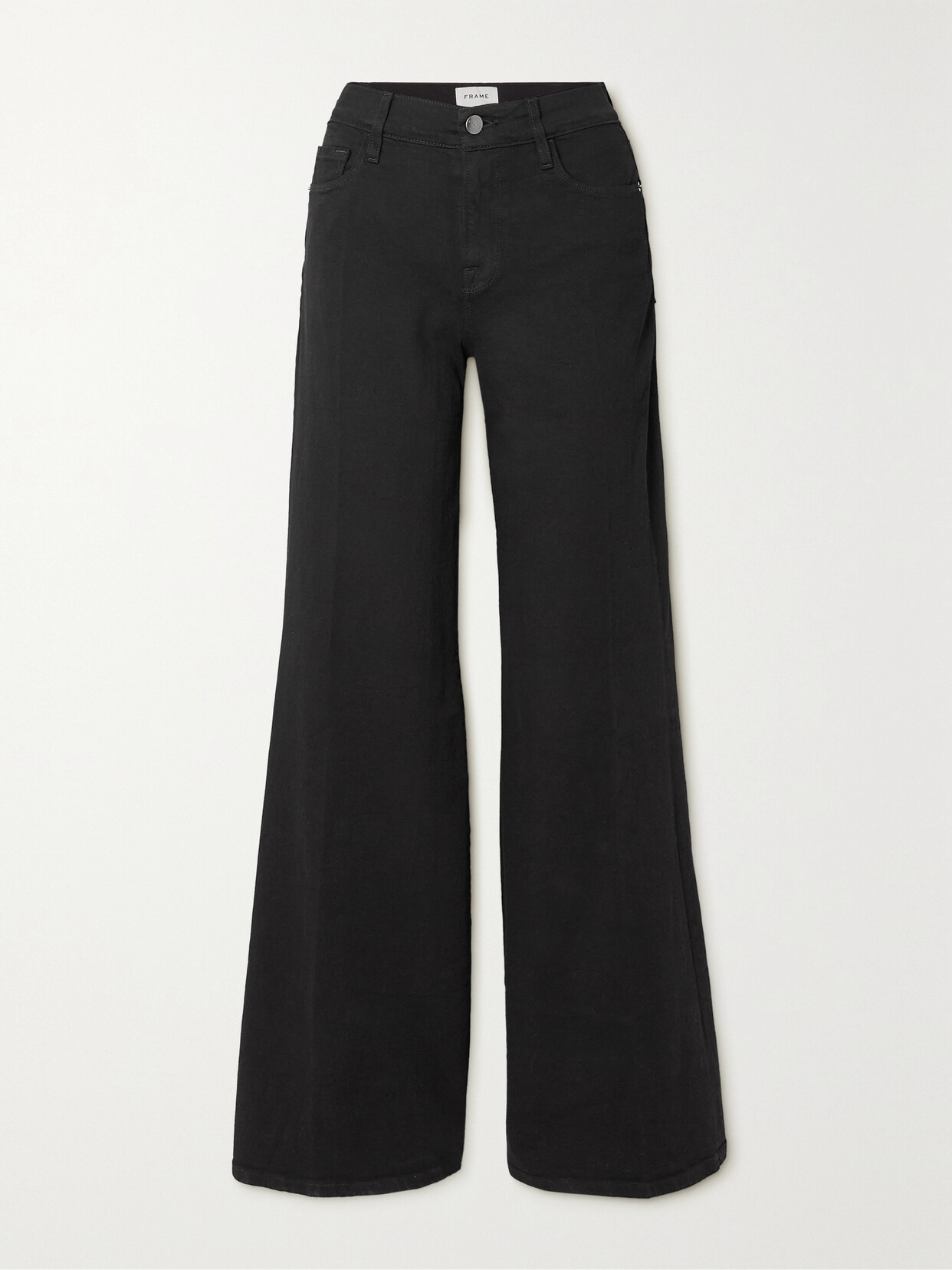 Shop Frame Le Palazzo High-rise Wide-leg Jeans In Black