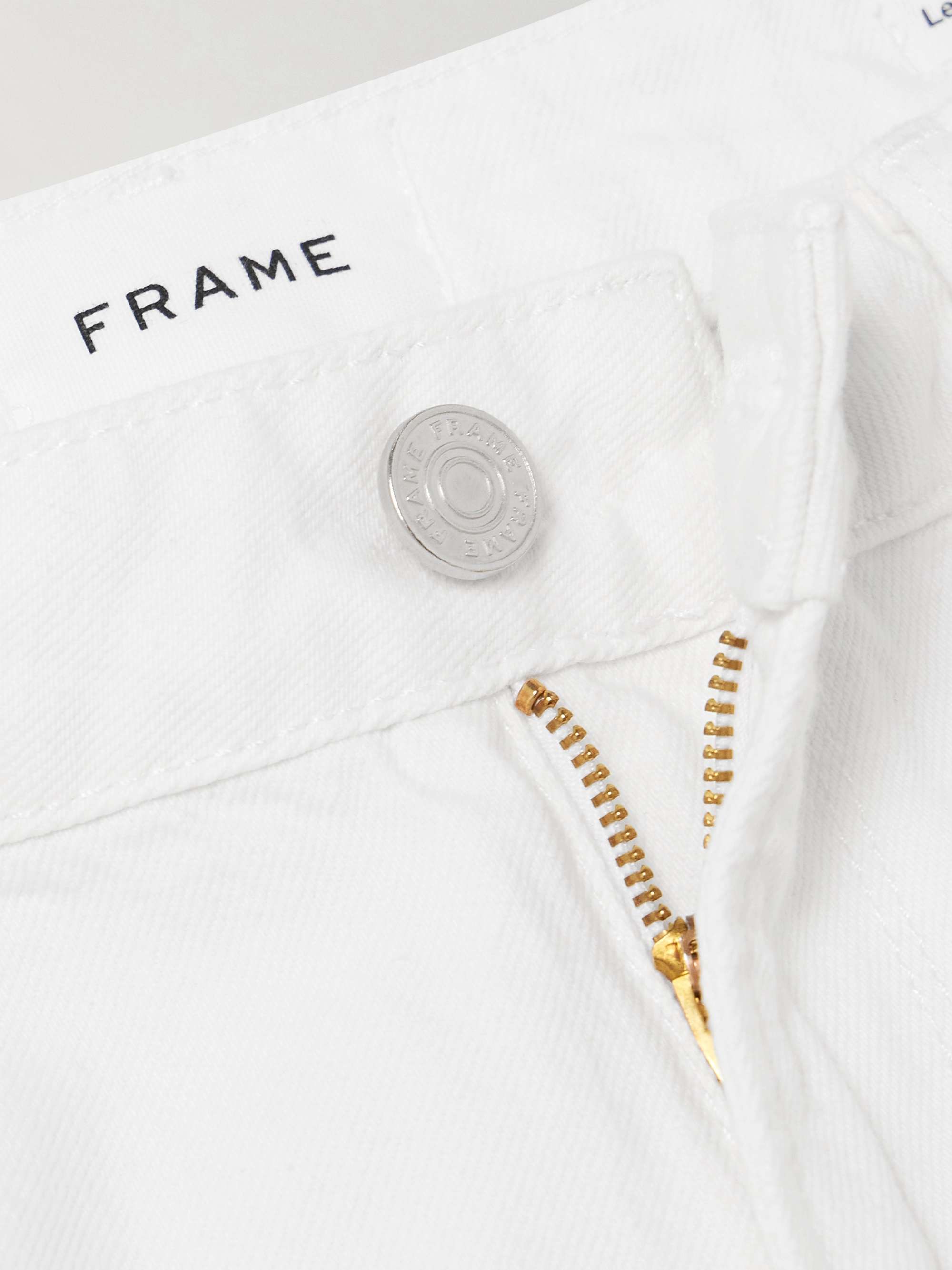 FRAME Le Grand Garcon frayed denim shorts | NET-A-PORTER