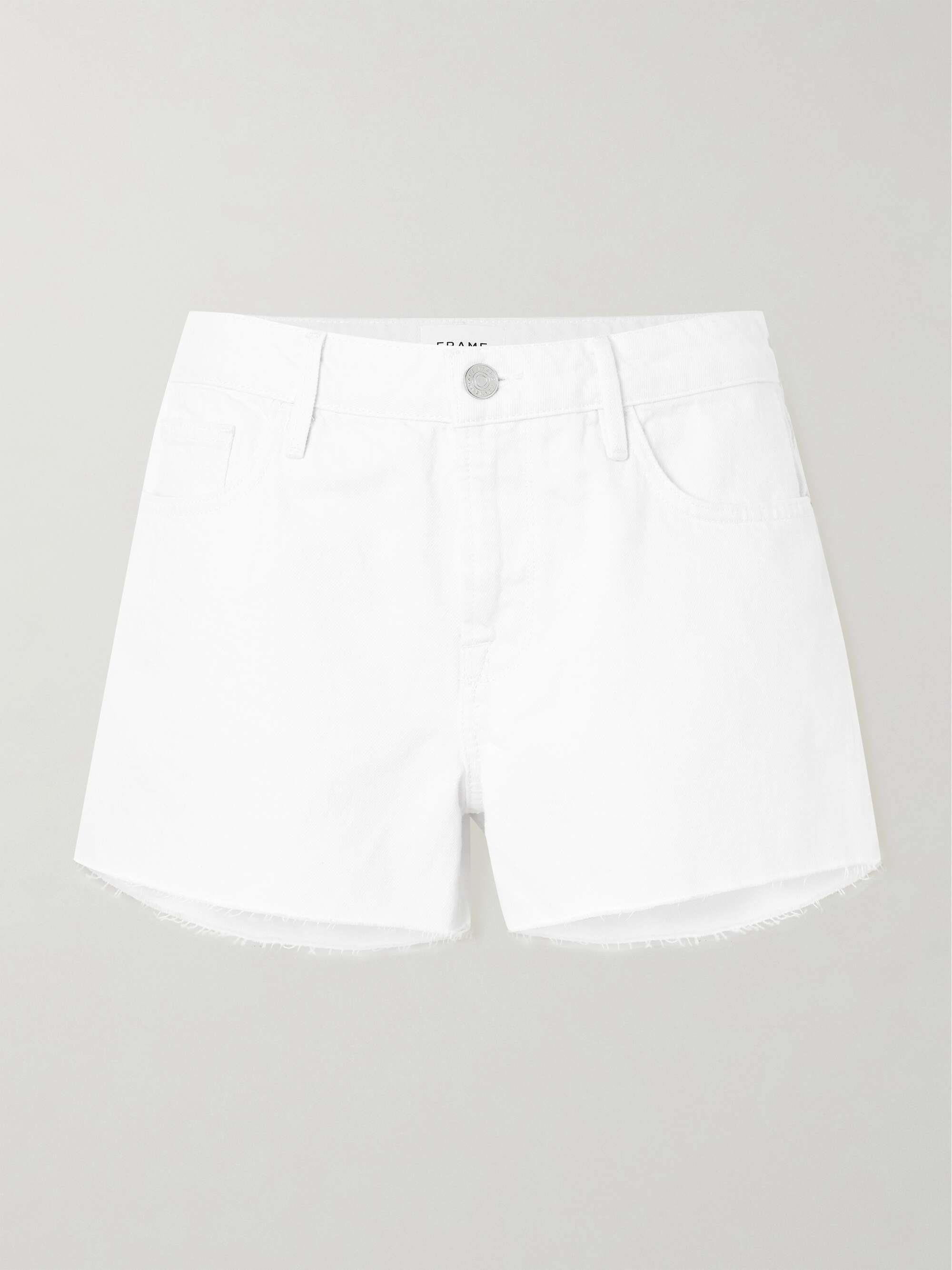 FRAME Le Grand Garcon frayed denim shorts | NET-A-PORTER