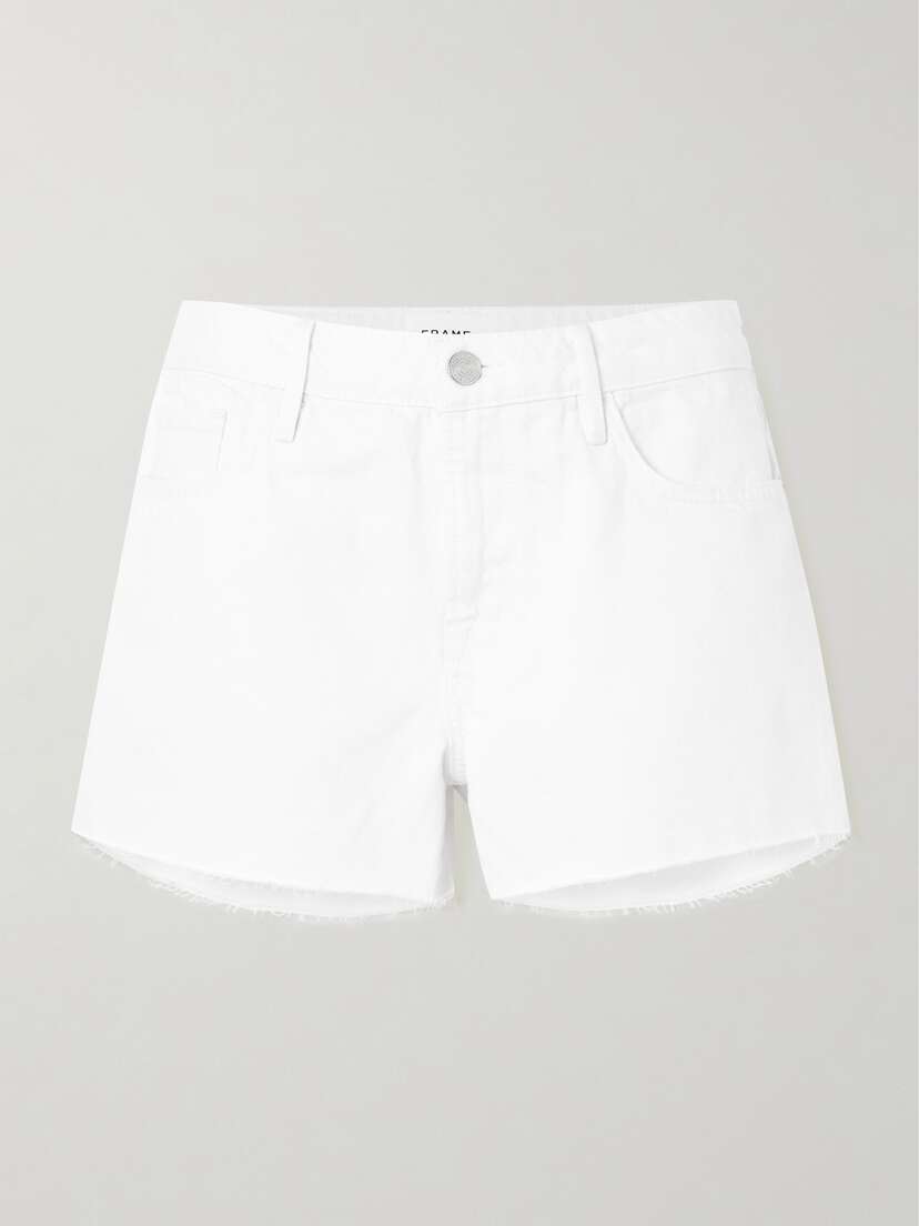 Frame Le Grand Garcon Frayed Denim Shorts
