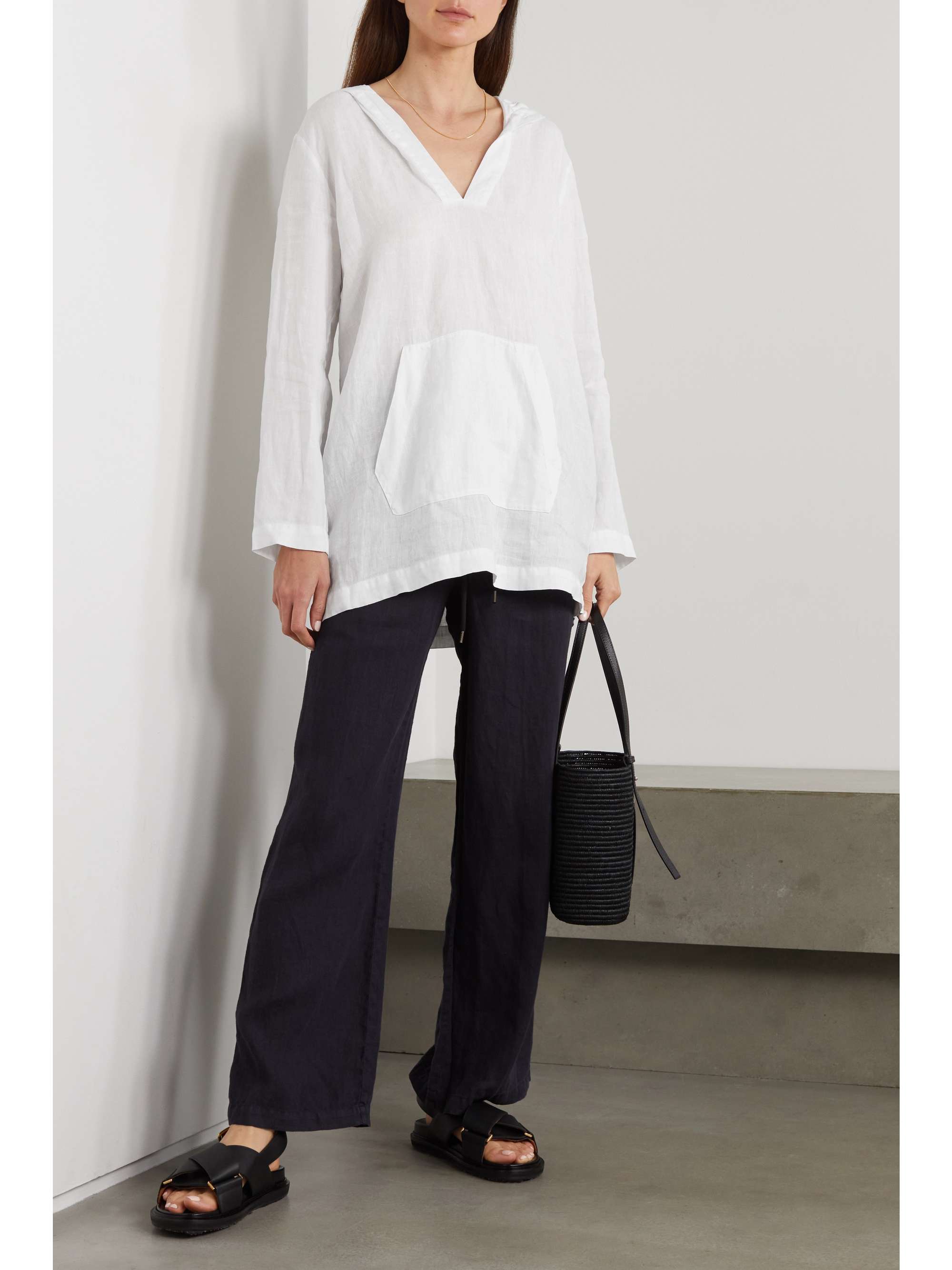 JAMES PERSE Hooded linen tunic