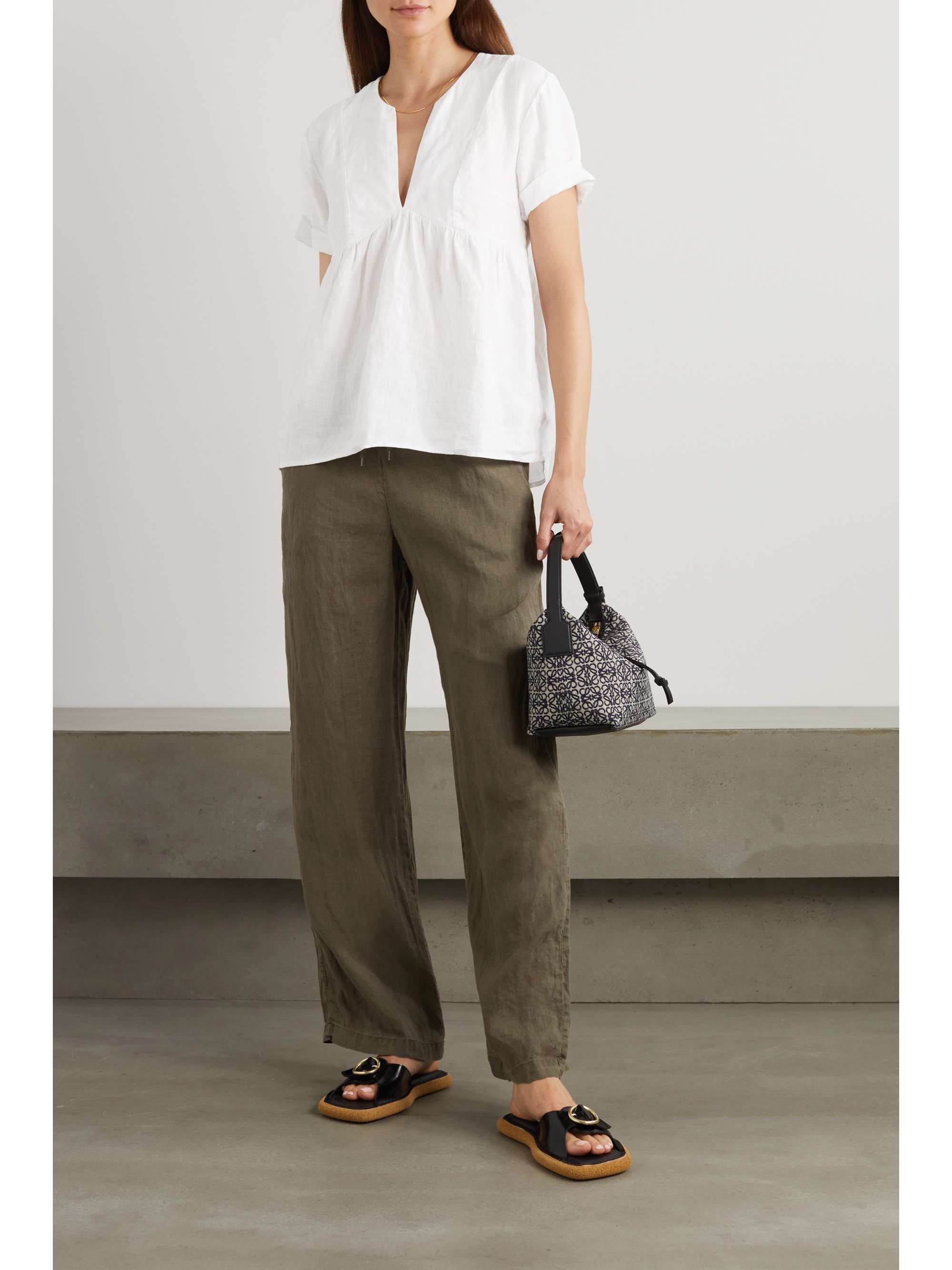JAMES PERSE Gathered linen top