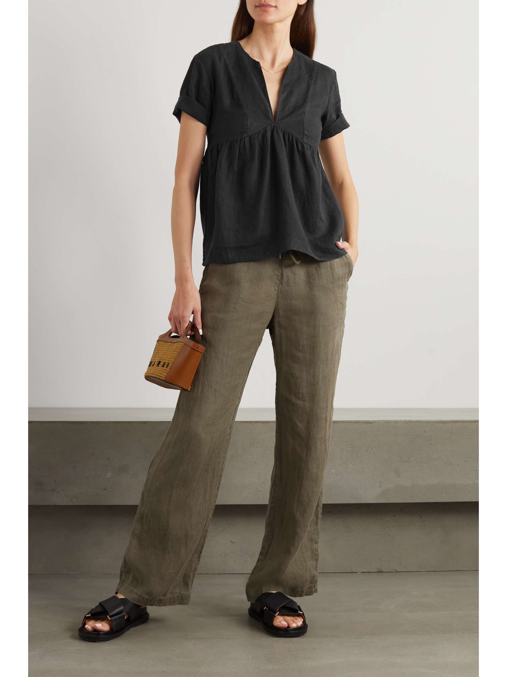 JAMES PERSE Gathered linen top