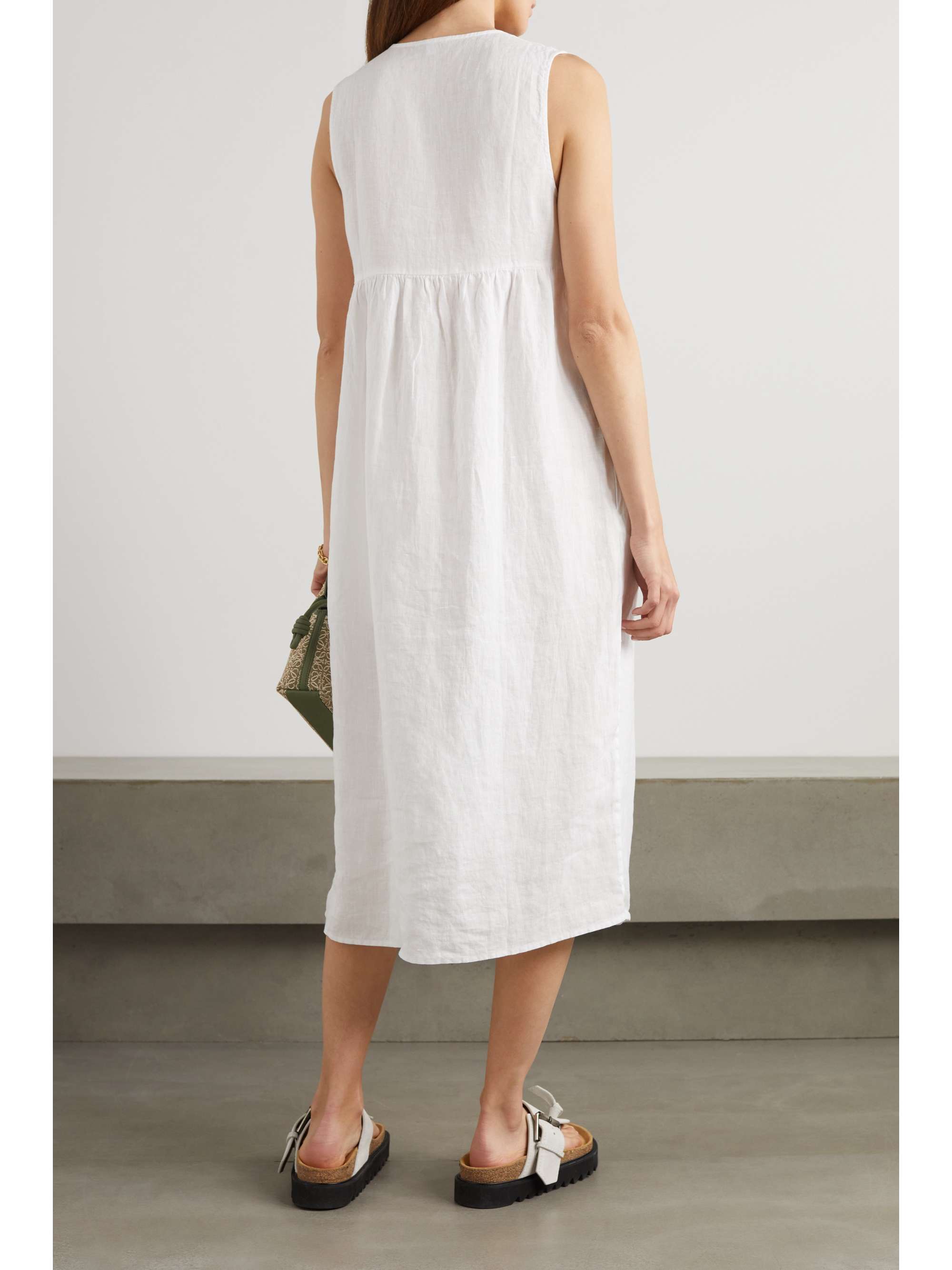 JAMES PERSE Gathered linen midi dress