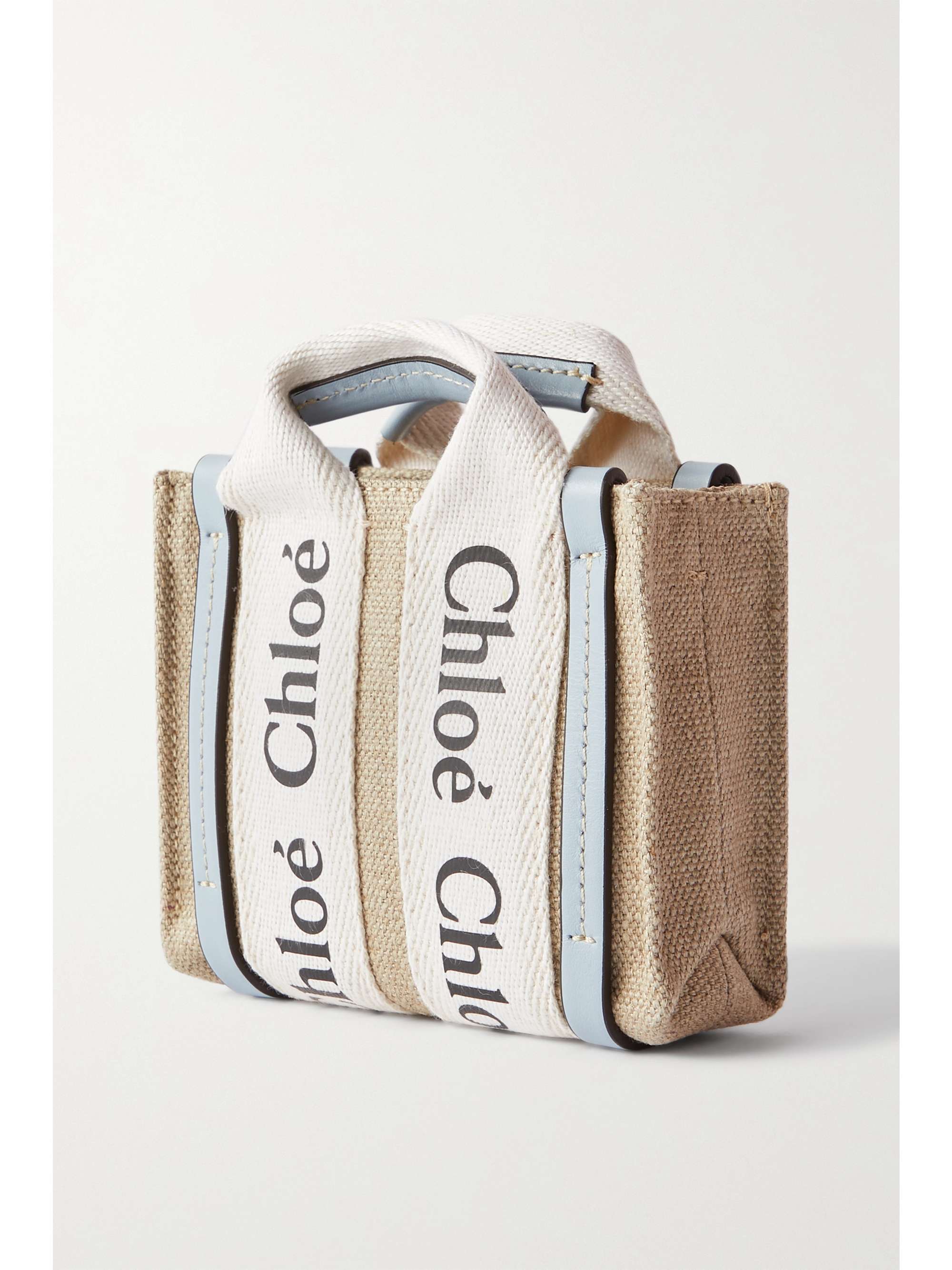 CHLOÉ Woody nano leather-trimmed cotton-canvas tote