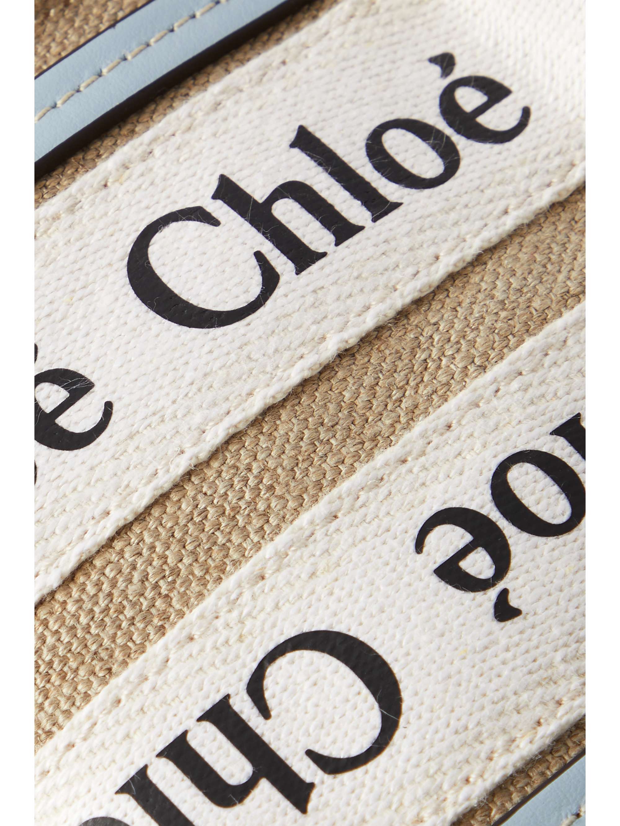 CHLOÉ Woody nano leather-trimmed cotton-canvas tote