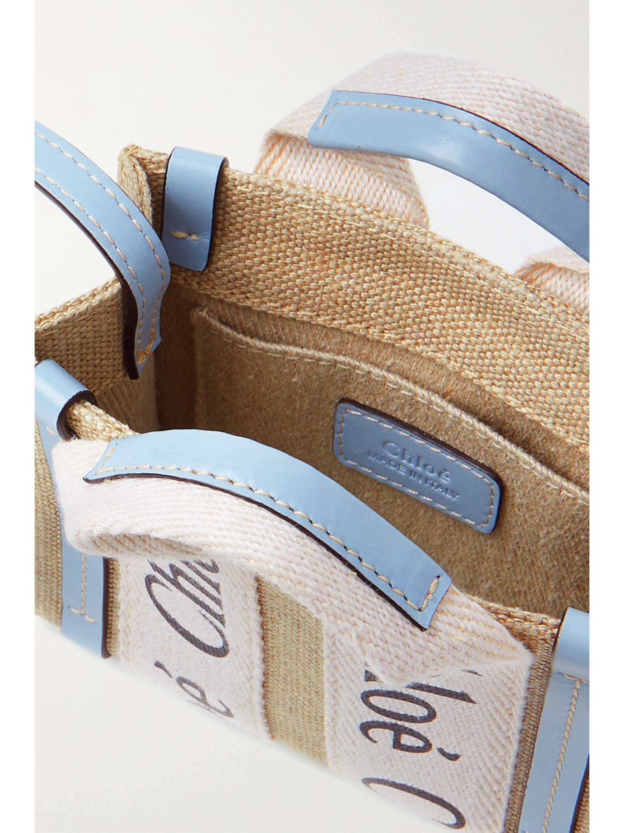 CHLOÉ Woody nano leather-trimmed cotton-canvas tote