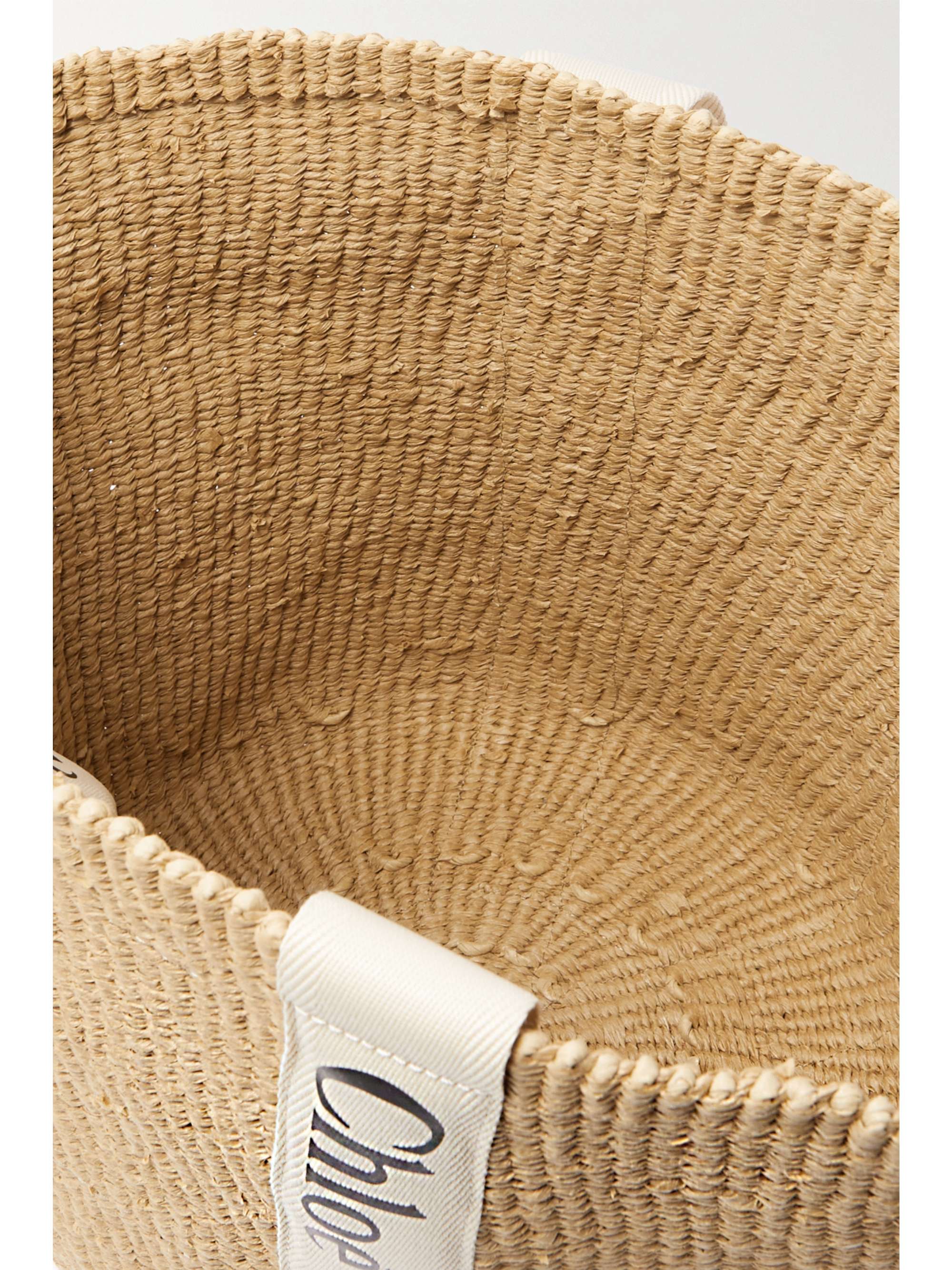 CHLOÉ Woody ラージ レザートリム ラフィア トートバッグ