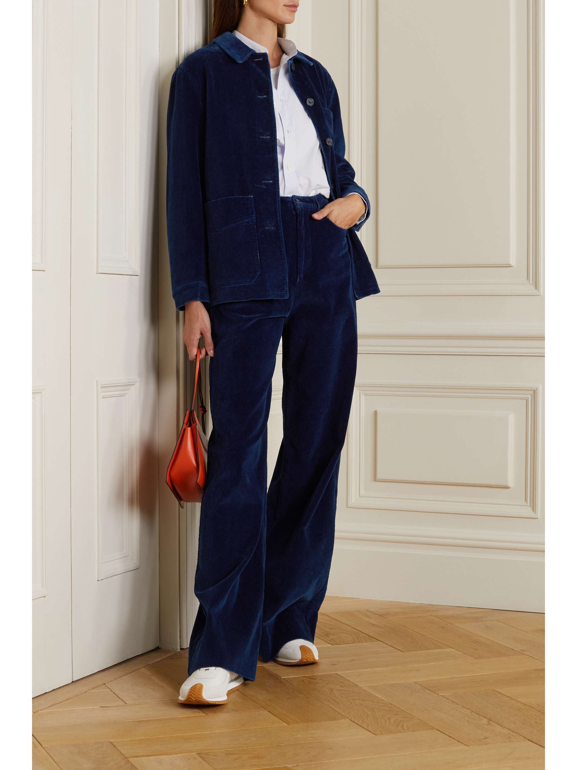 Officine générale - Romy Cotton-Corduroy Wide-Leg Pants - Blue - 28 - Net A Porter