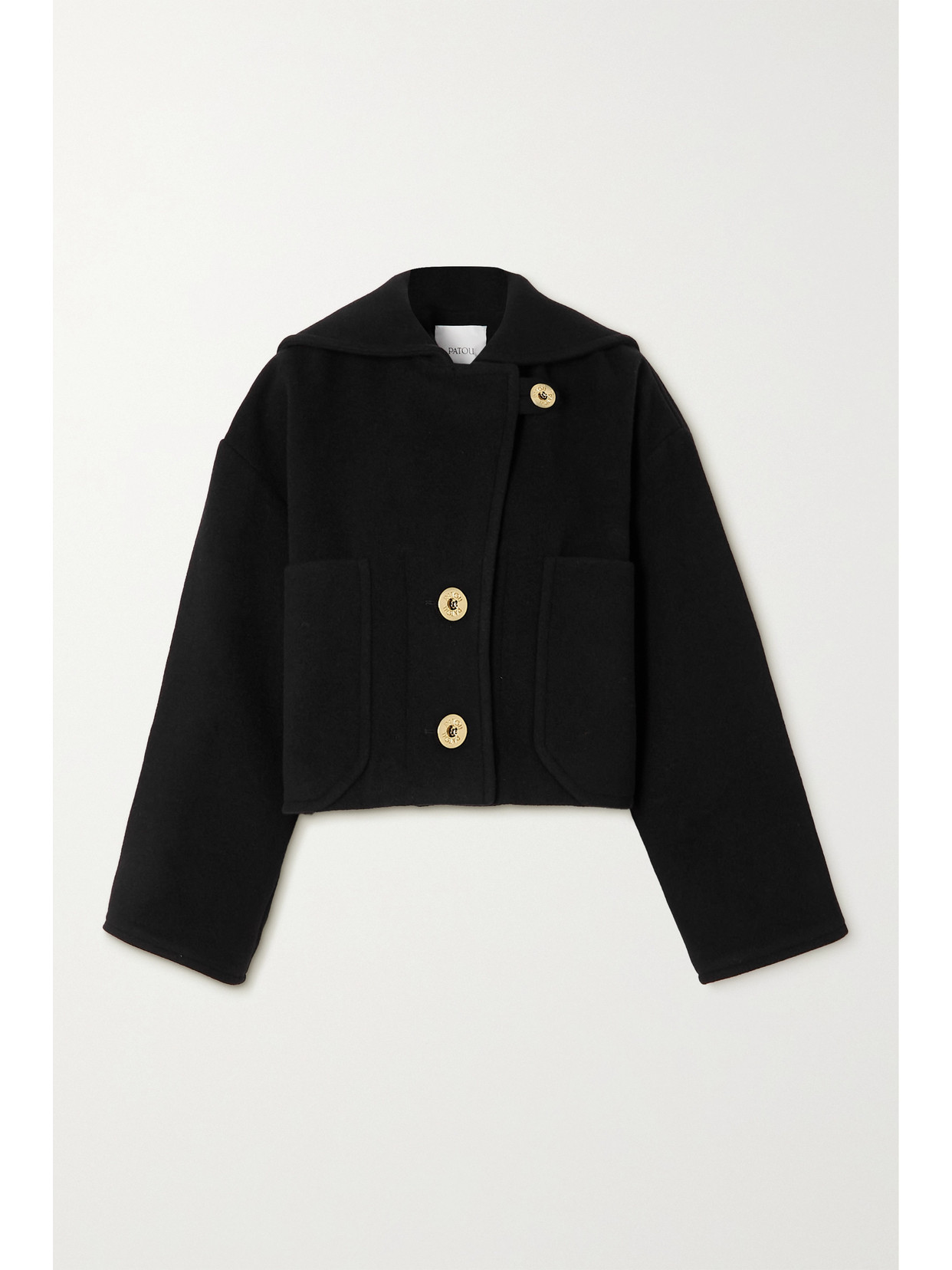 Patou – Cropped Wool-blend Coat – Black