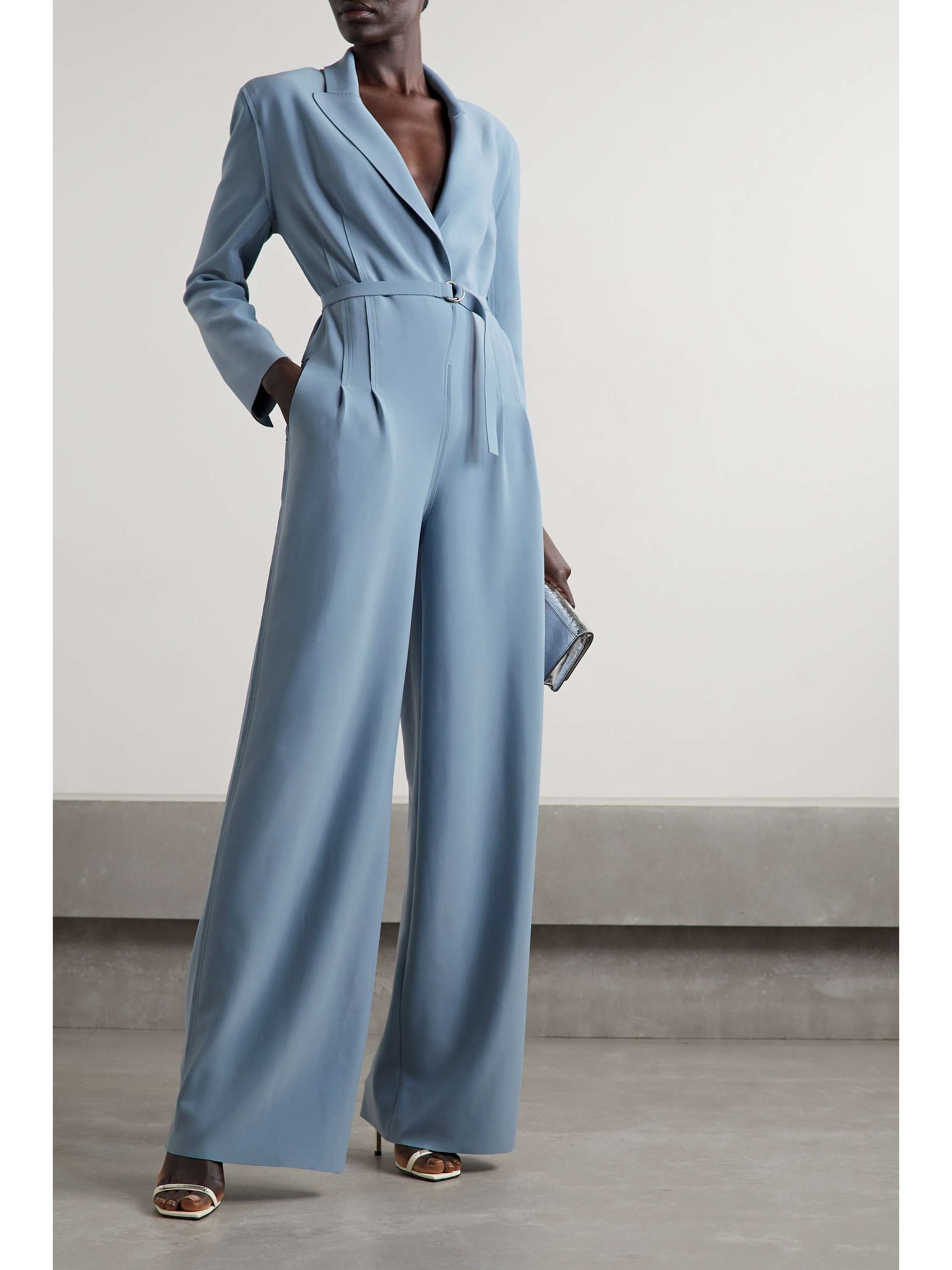 NORMA KAMALI Belted stretch-jersey jumpsuit | NET-A-PORTER