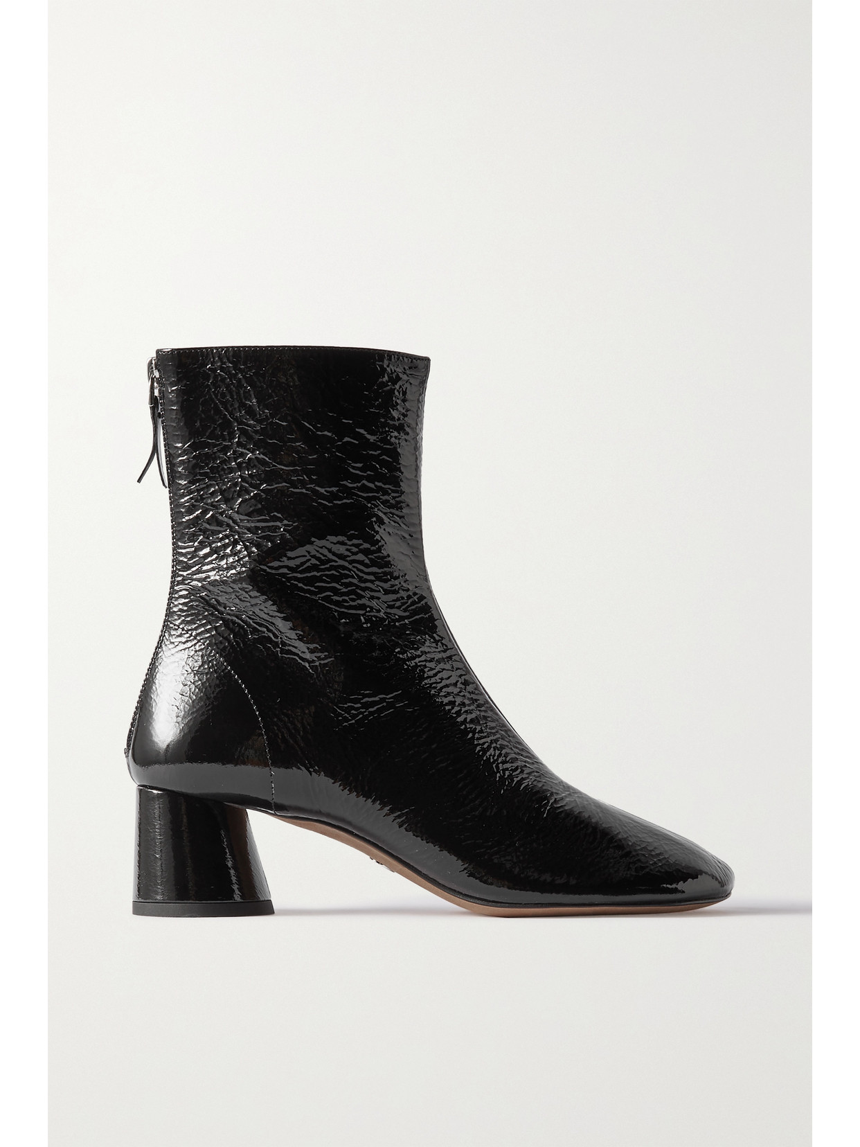 Proenza Schouler Glove Crinkled Patent-leather Ankle Boots In Black