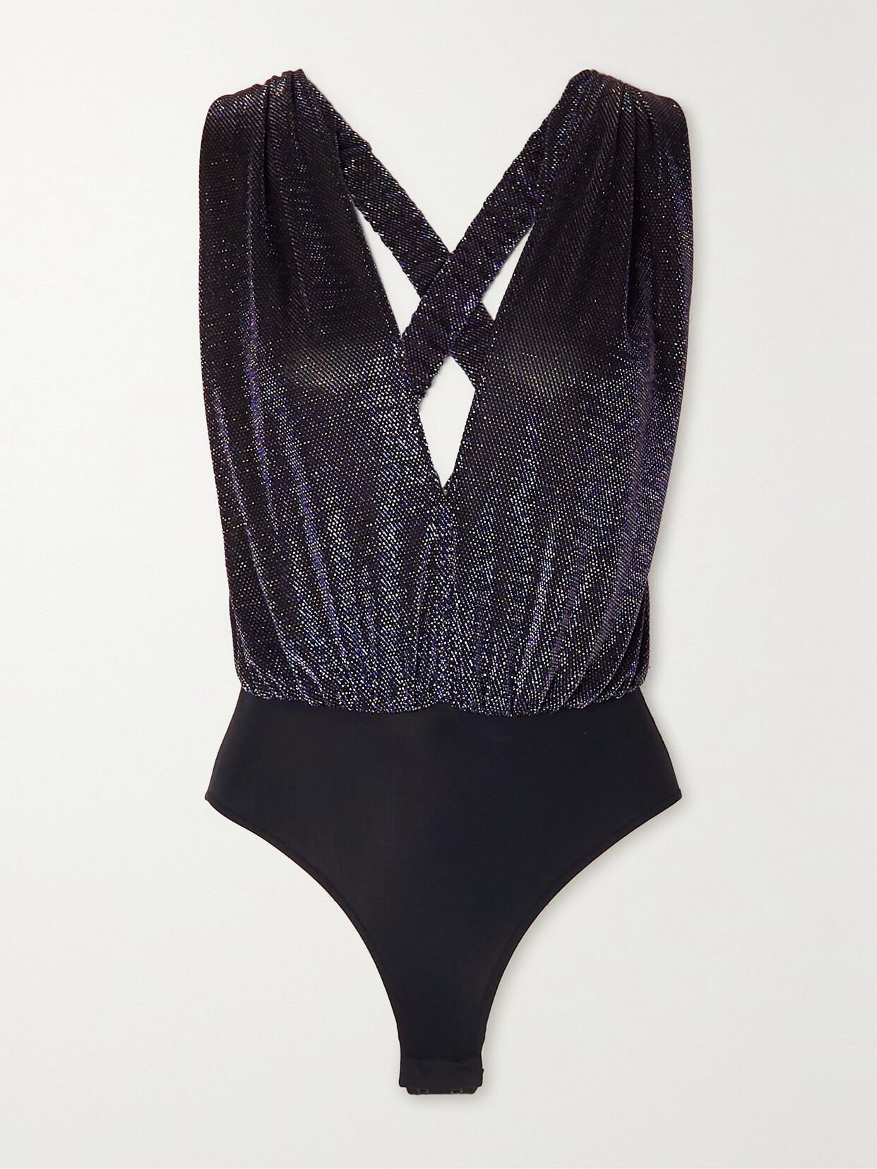 Zeynep Arçay Open-back Draped Metallic Stretch-jersey Bodysuit - Blue