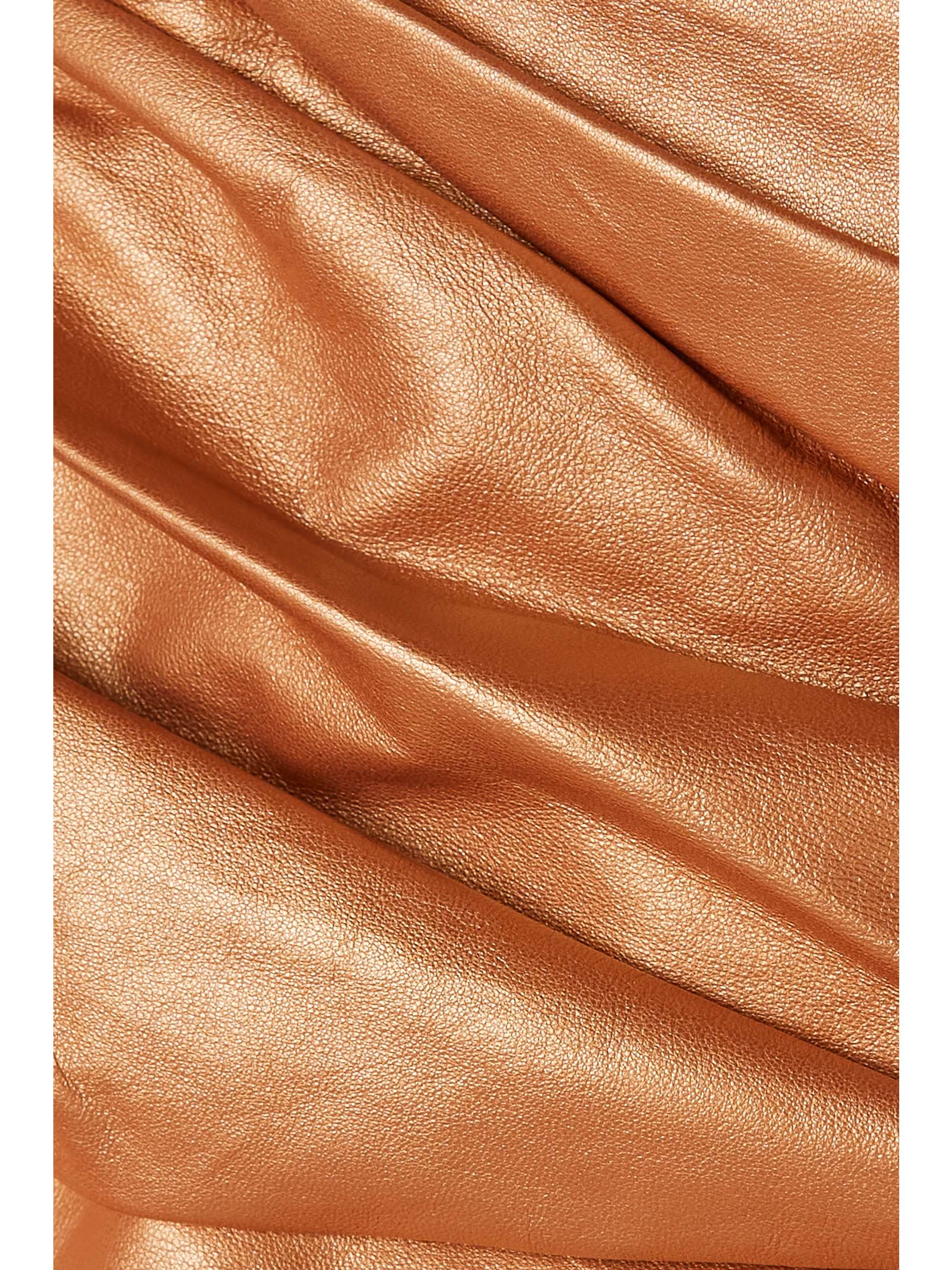 ZEYNEP ARCAY Strapless ruched metallic leather mini dress