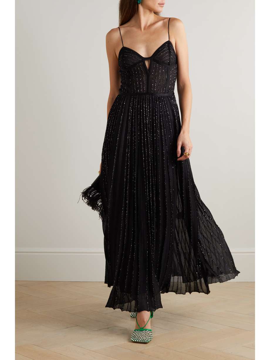 Black Sequined Crochet knit Maxi Dress MISSONI NET A PORTER