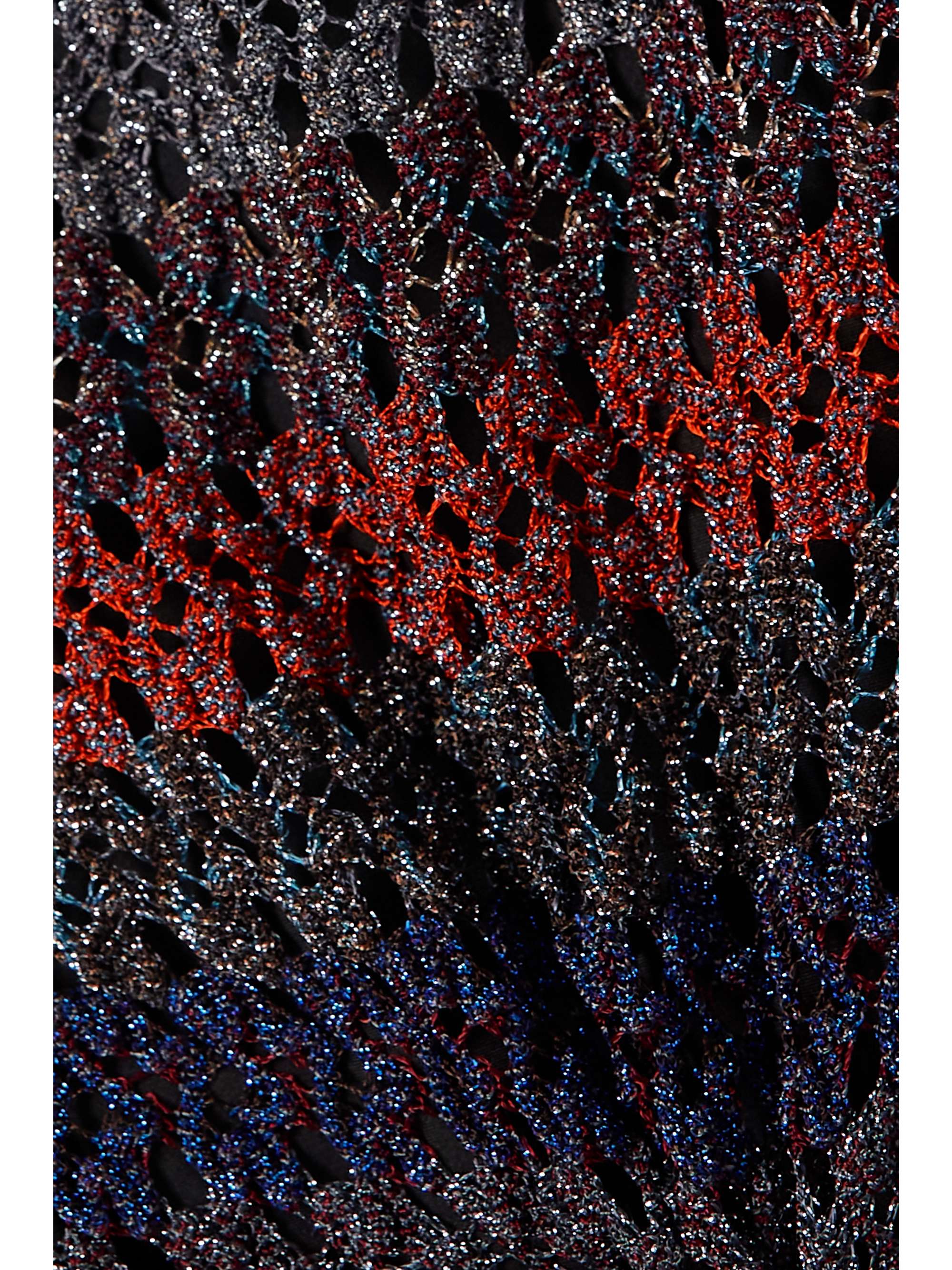 MISSONI Open-back metallic crochet-knit maxi dress