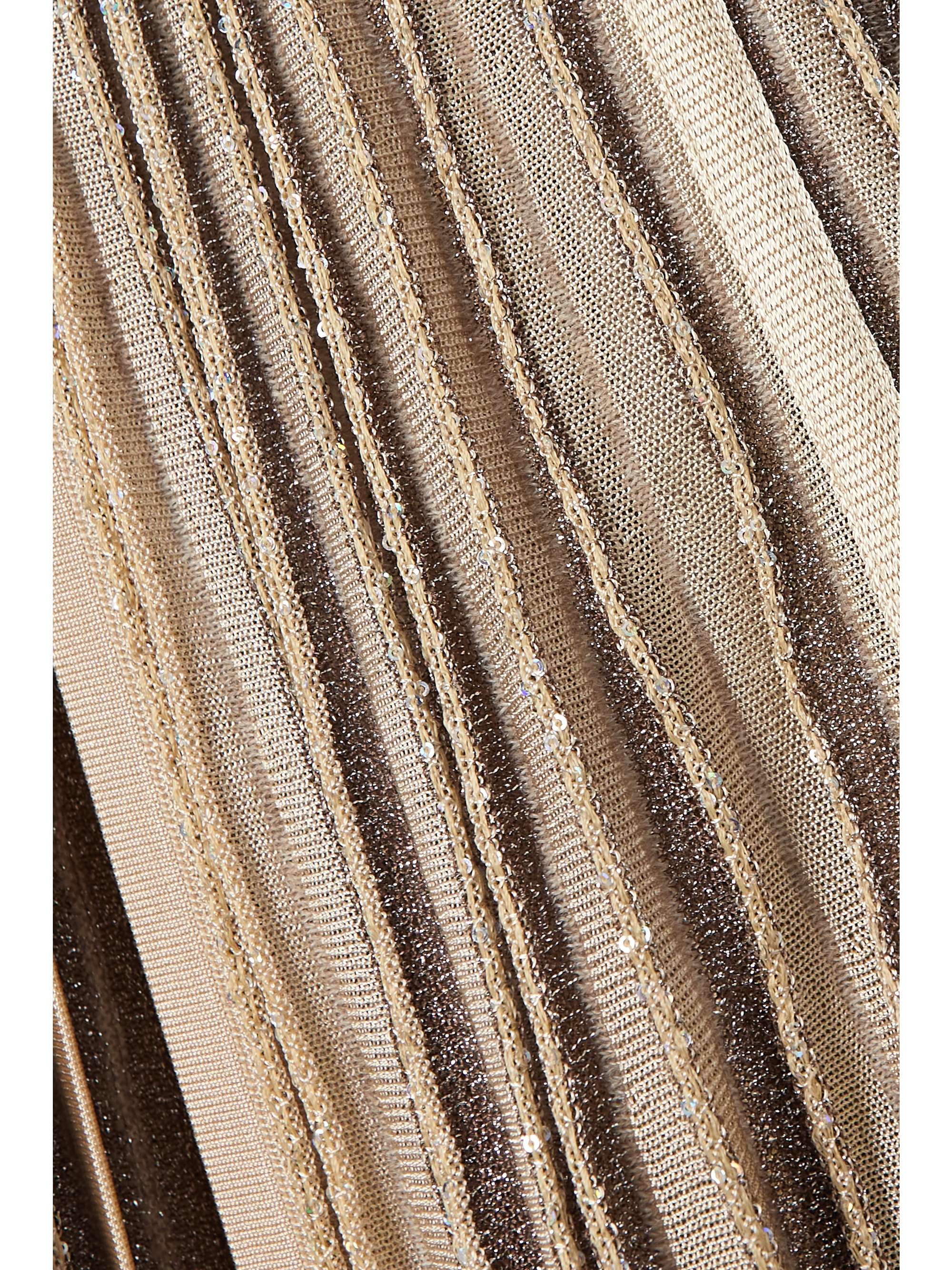 MISSONI Sequin-embellished striped metallic knitted maxi dress